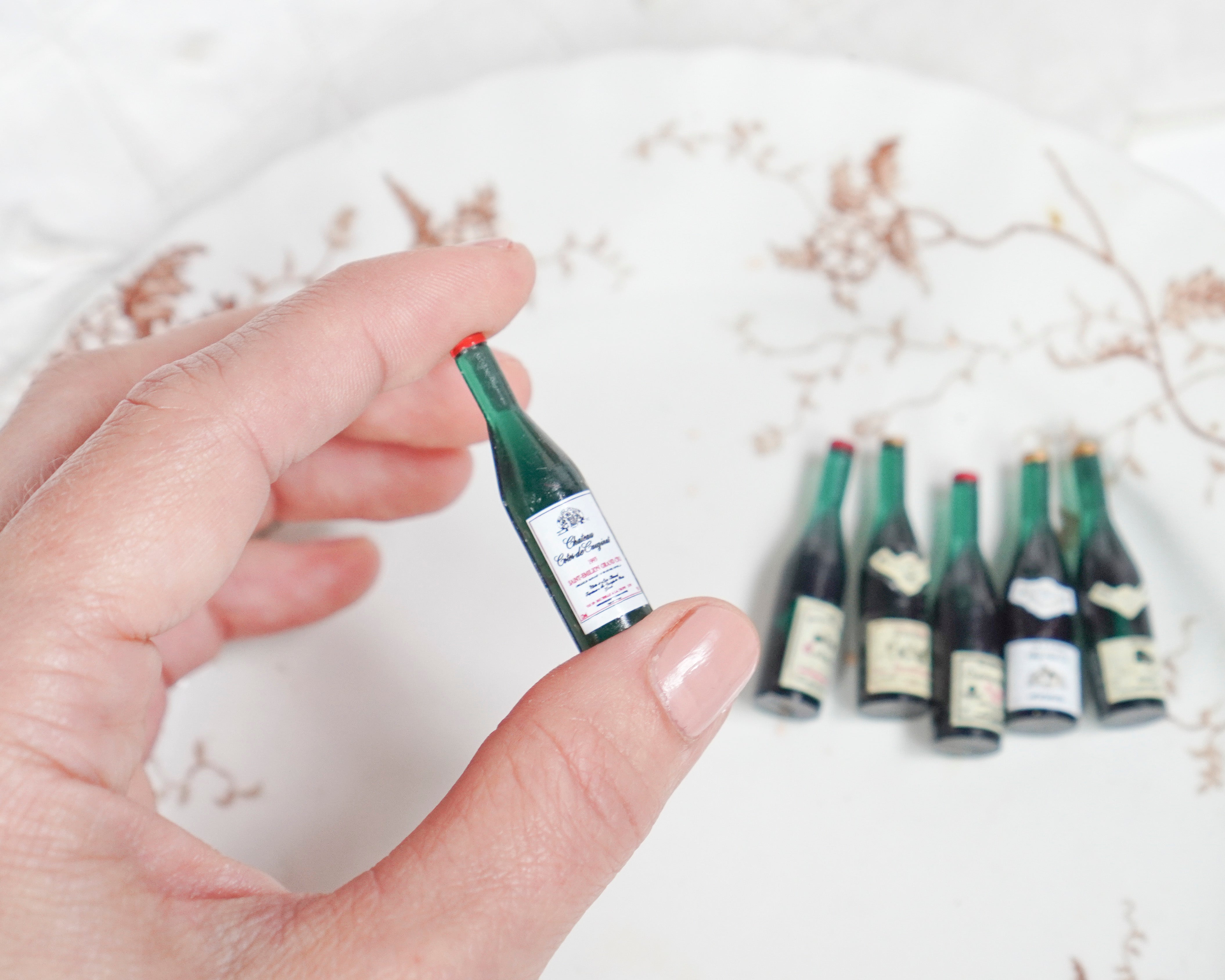 Miniature Wine Bottles - Tiny Dollhouse 1:12 Scale Bottle Minis, 6 Pcs.