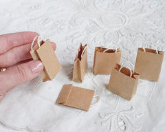 Miniature Shopping Bags - Tiny Dollhouse 1:12 Scale Kraft Paper Gift Bags, 6 Pcs.