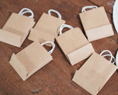 Miniature Shopping Bags - Tiny Dollhouse 1:12 Scale Kraft Paper Gift Bags, 6 Pcs.