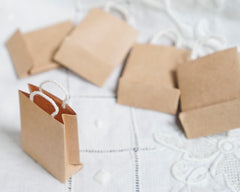 Miniature Shopping Bags - Tiny Dollhouse 1:12 Scale Kraft Paper Gift Bags, 6 Pcs.