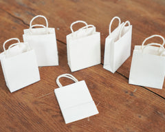 Miniature Shopping Bags - Tiny Dollhouse 1:12 Scale White Paper Gift Bags, 6 Pcs.