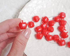 Red Apple Charms - Miniature Red Plastic Apples, 20 Pcs.