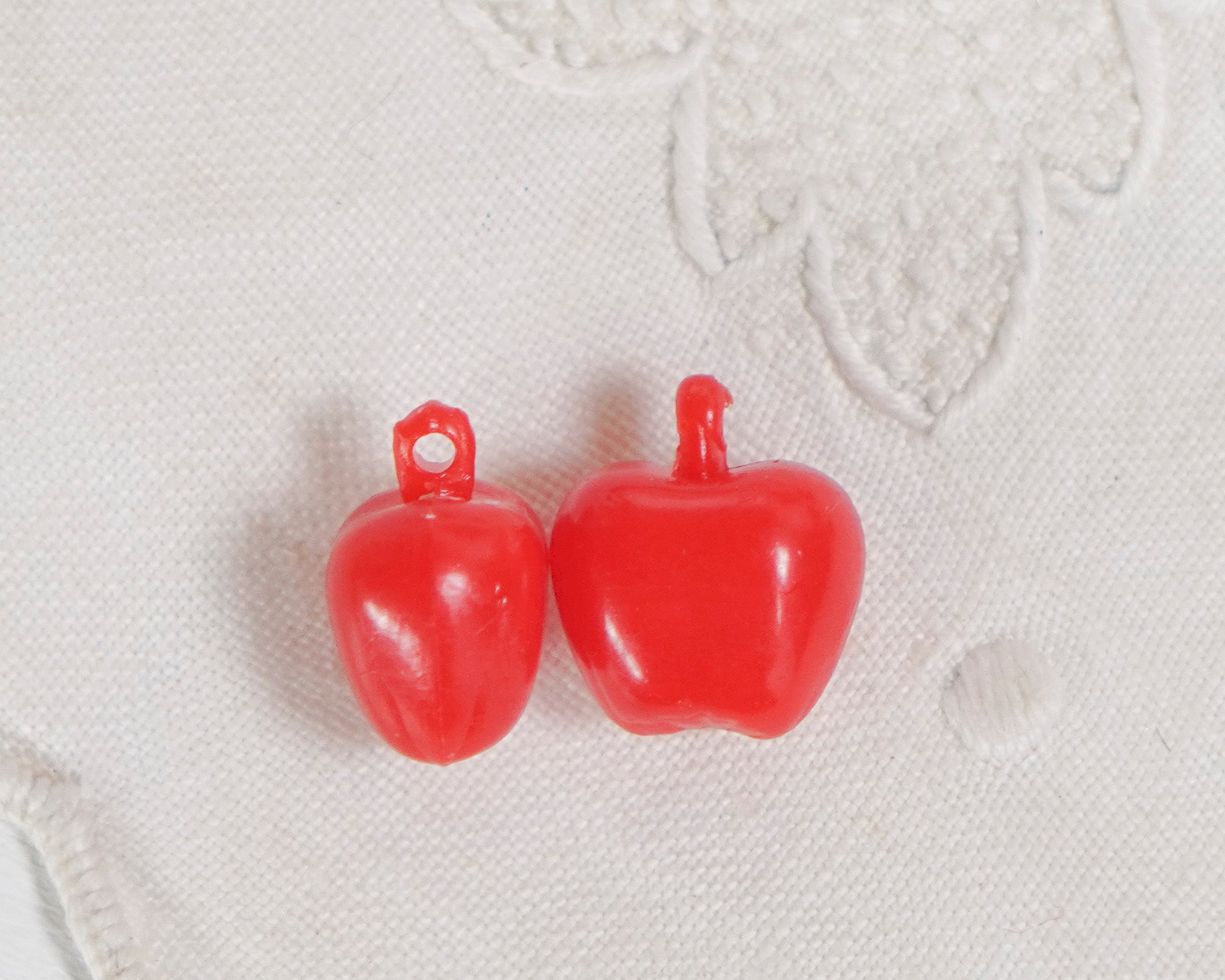 Red Apple Charms - Miniature Red Plastic Apples, 20 Pcs.