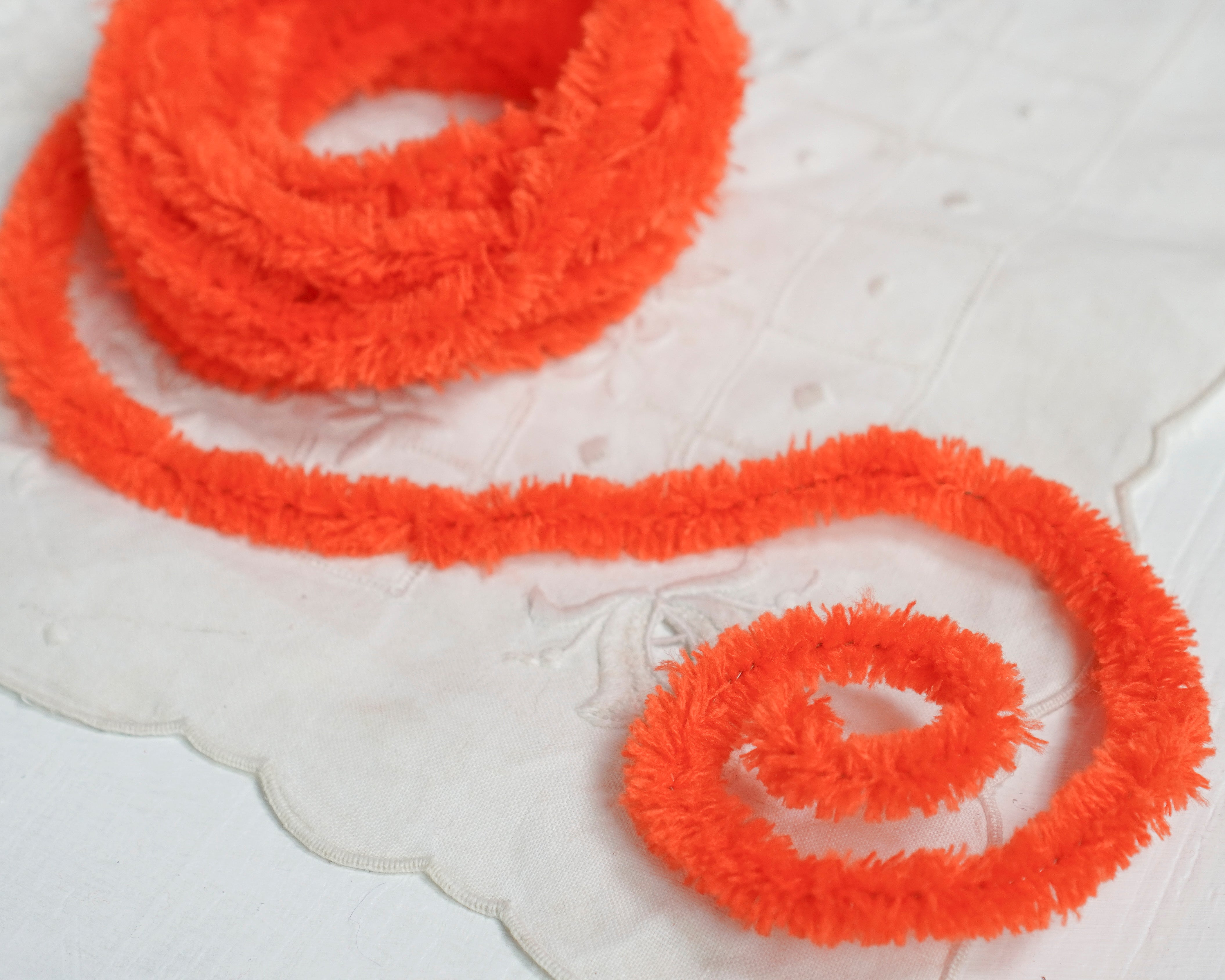 Wired Orange Yarn Trim - Fluffy Yarn Fur Craft Cord, 3 Yds.