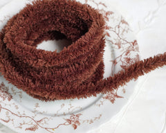 Wired Yarn Trim - Fluffy Brown Yarn Fur Craft Cord, 3 Yds.