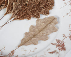 Velvet Oak Leaves - Cinnamon Brown Autumn Artificial Craft Leaf Stems, 10 Pcs.
