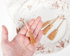 Miniature Brooms - 4 Small Natural Wooden Brooms for Dolls, Witches, or Snowmen