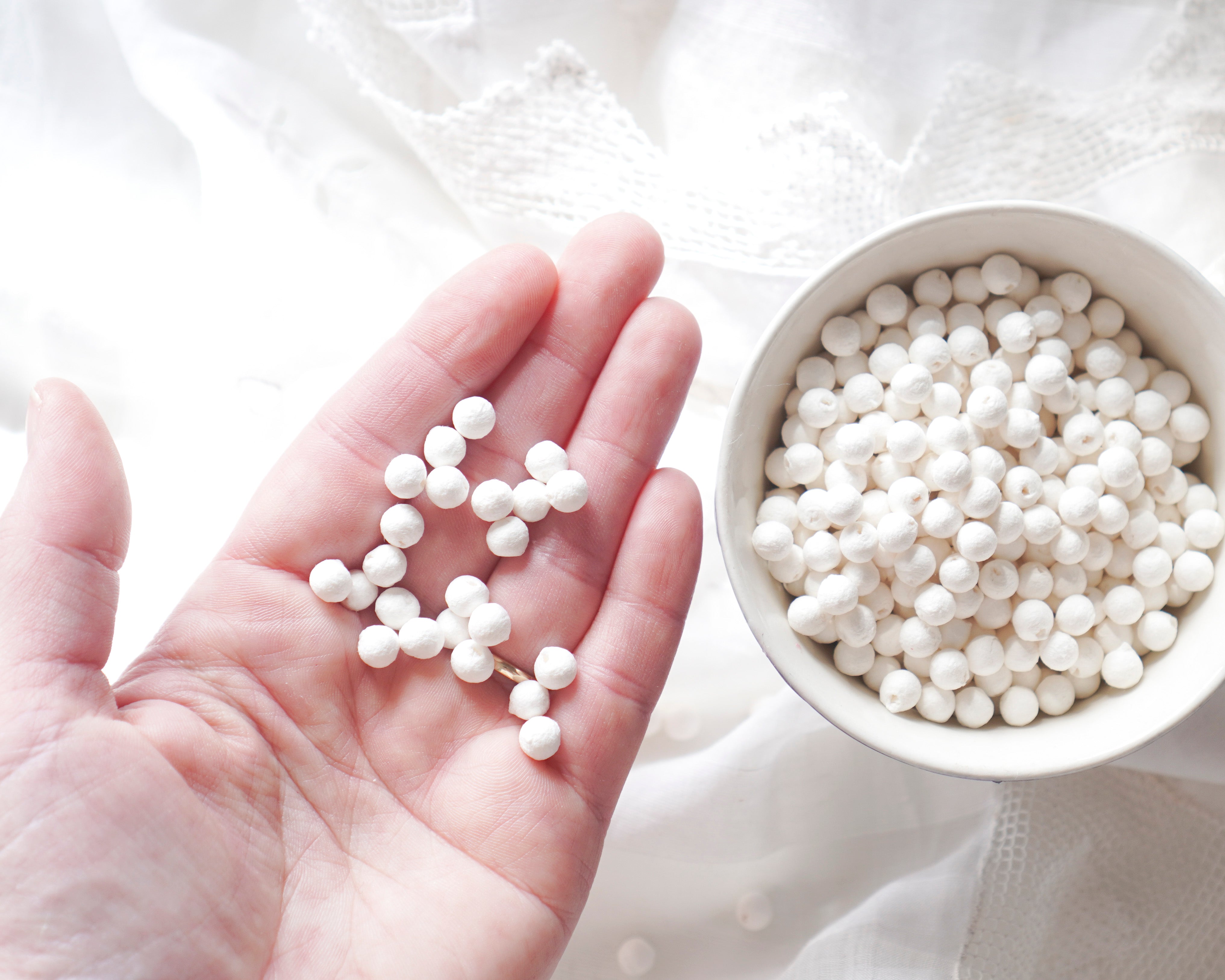 Bulk 6mm Tiny Spun Cotton Balls Paper Ball Craft Shapes, 1000 Pcs.