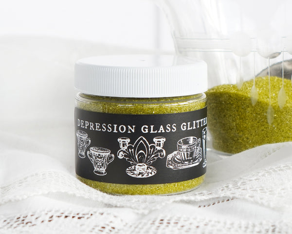 Depression Glass Glitter, Chartreuse Yellow Green
