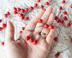 Holly Berry Stems - Double-Ended Red Berries on Wire Stems, 36 Pcs.