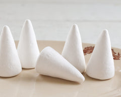 Spun Cotton Cones, 60mm Cone Craft Shapes, 6 Pcs.