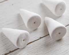 Spun Cotton Cones, 60mm Cone Craft Shapes, 6 Pcs.