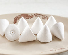 Spun Cotton Cones, 40mm Rounded Cone Craft Shapes, 12 Pcs.