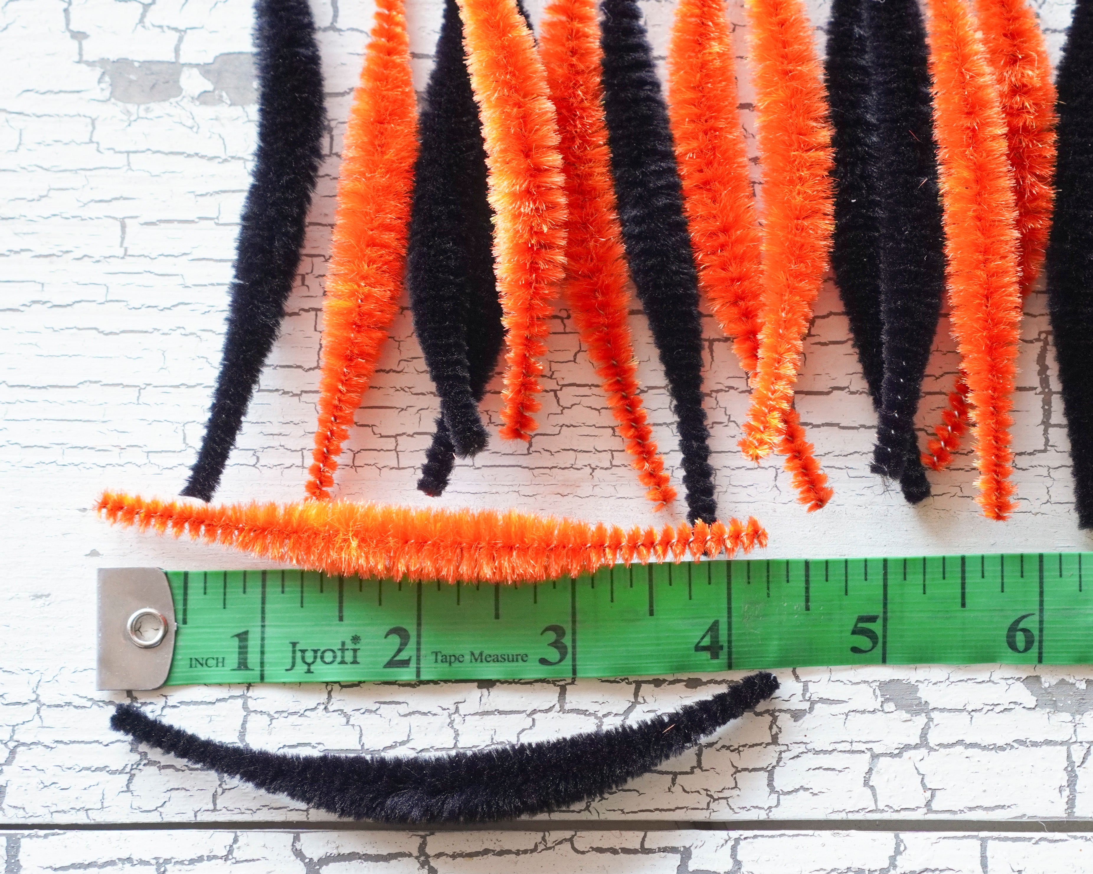 Halloween Bump Chenille Segments - Orange and Black, 18 Pcs.