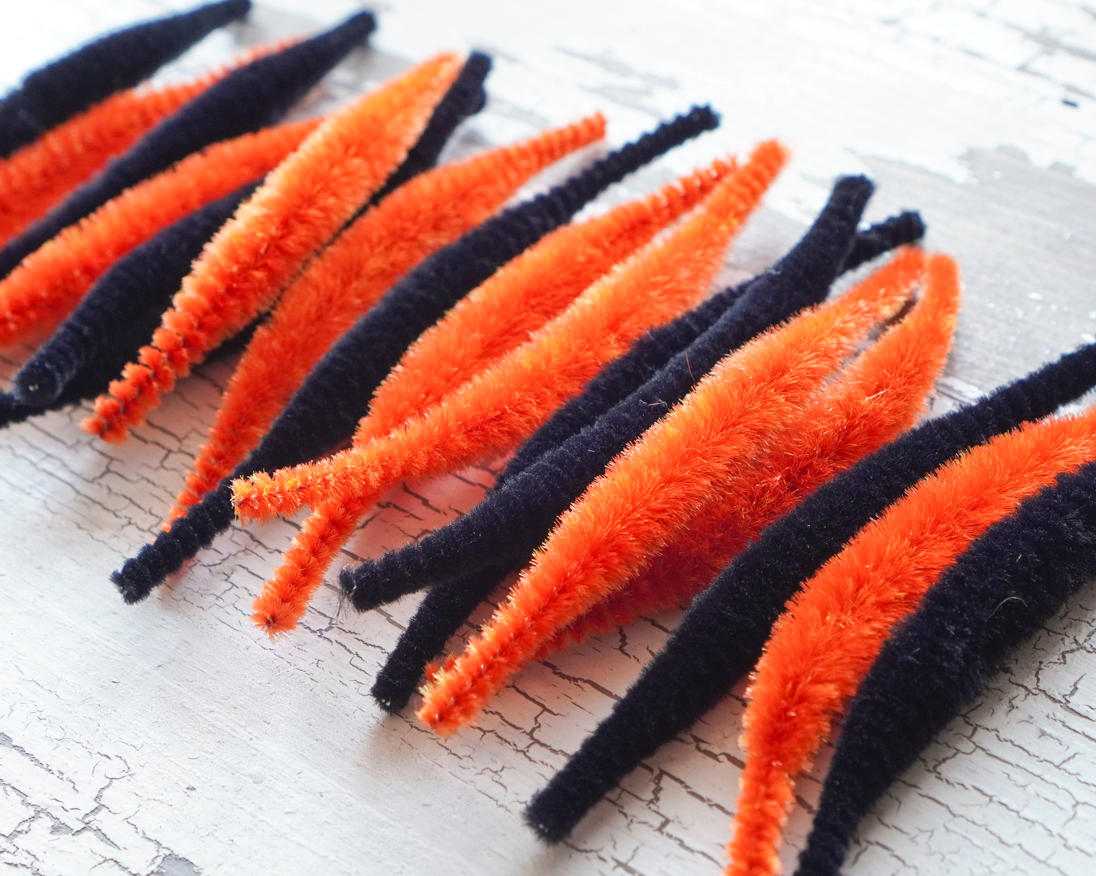Halloween Bump Chenille Segments - Orange and Black, 18 Pcs.