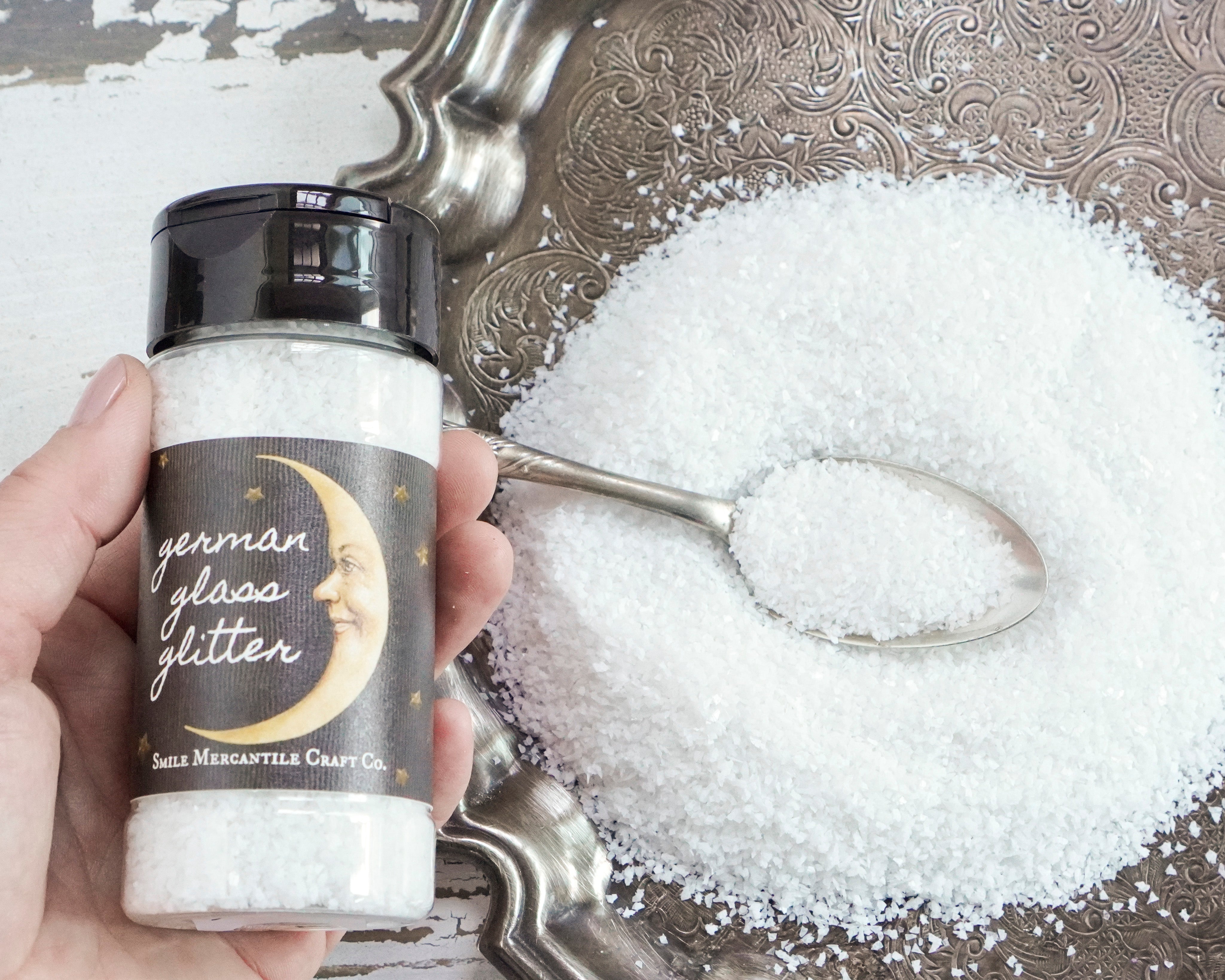 White Glass Glitter, COARSE - Opaque White Snow Effect