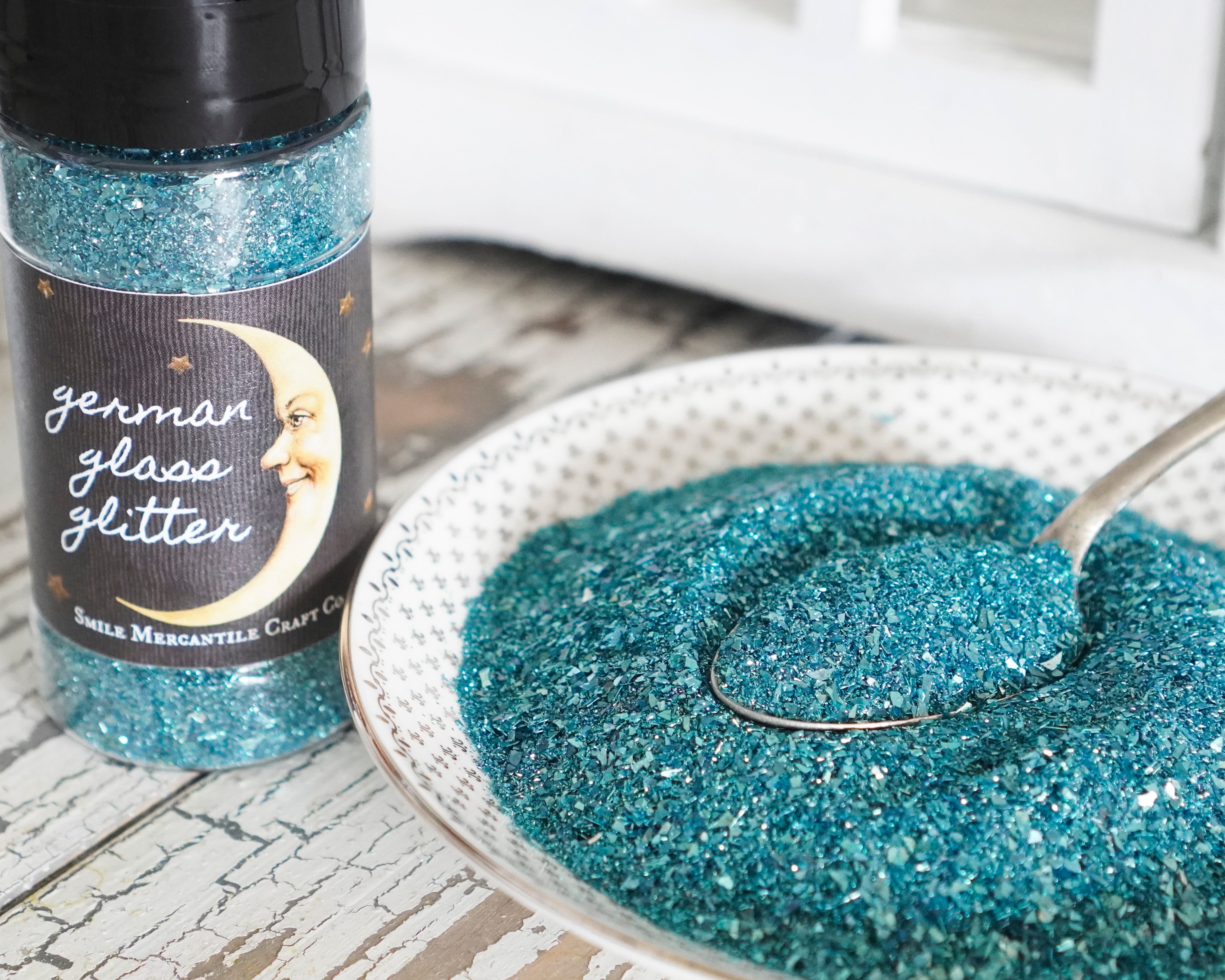 German Glass Glitter - Mixed Grain, Aqua Blue