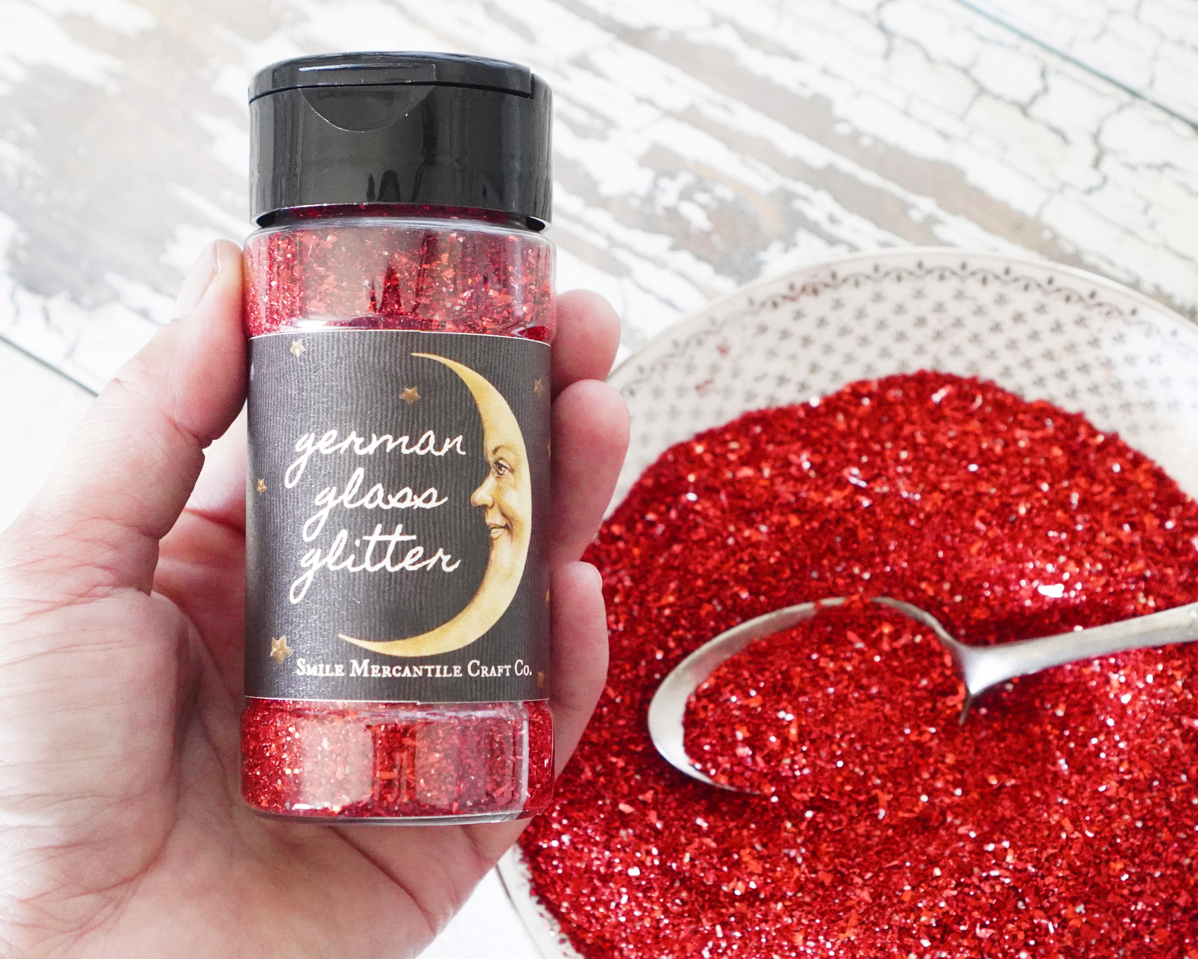 German Glass Glitter - Mixed Grain, Festive Christmas Red