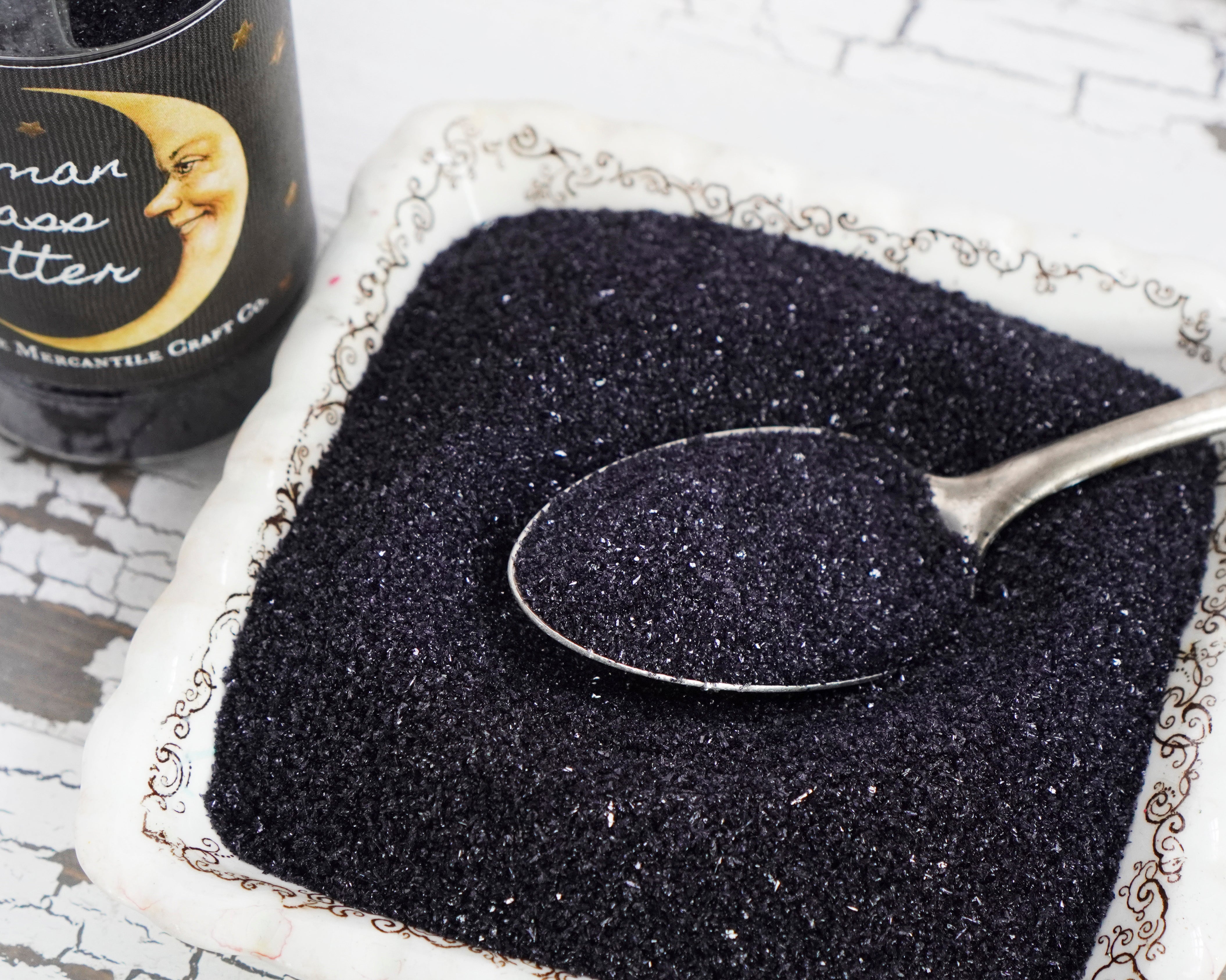 Fine Grain German Glass Glitter, Onyx Black