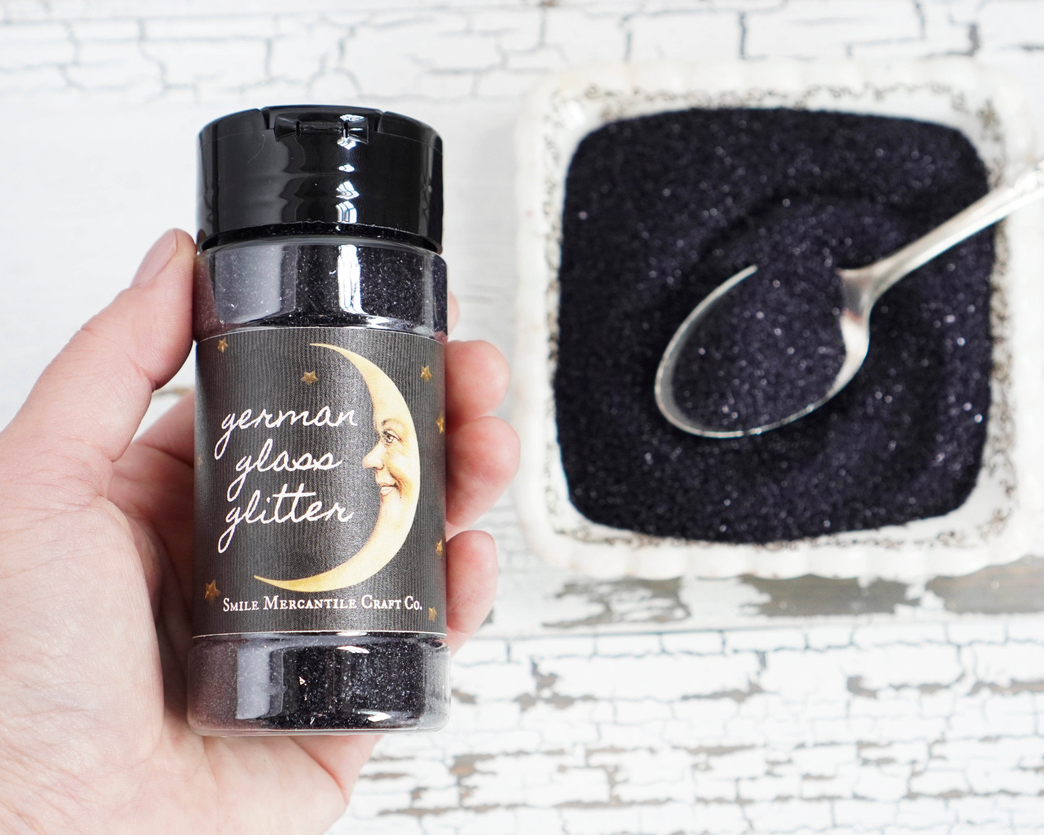 Fine Grain German Glass Glitter, Onyx Black
