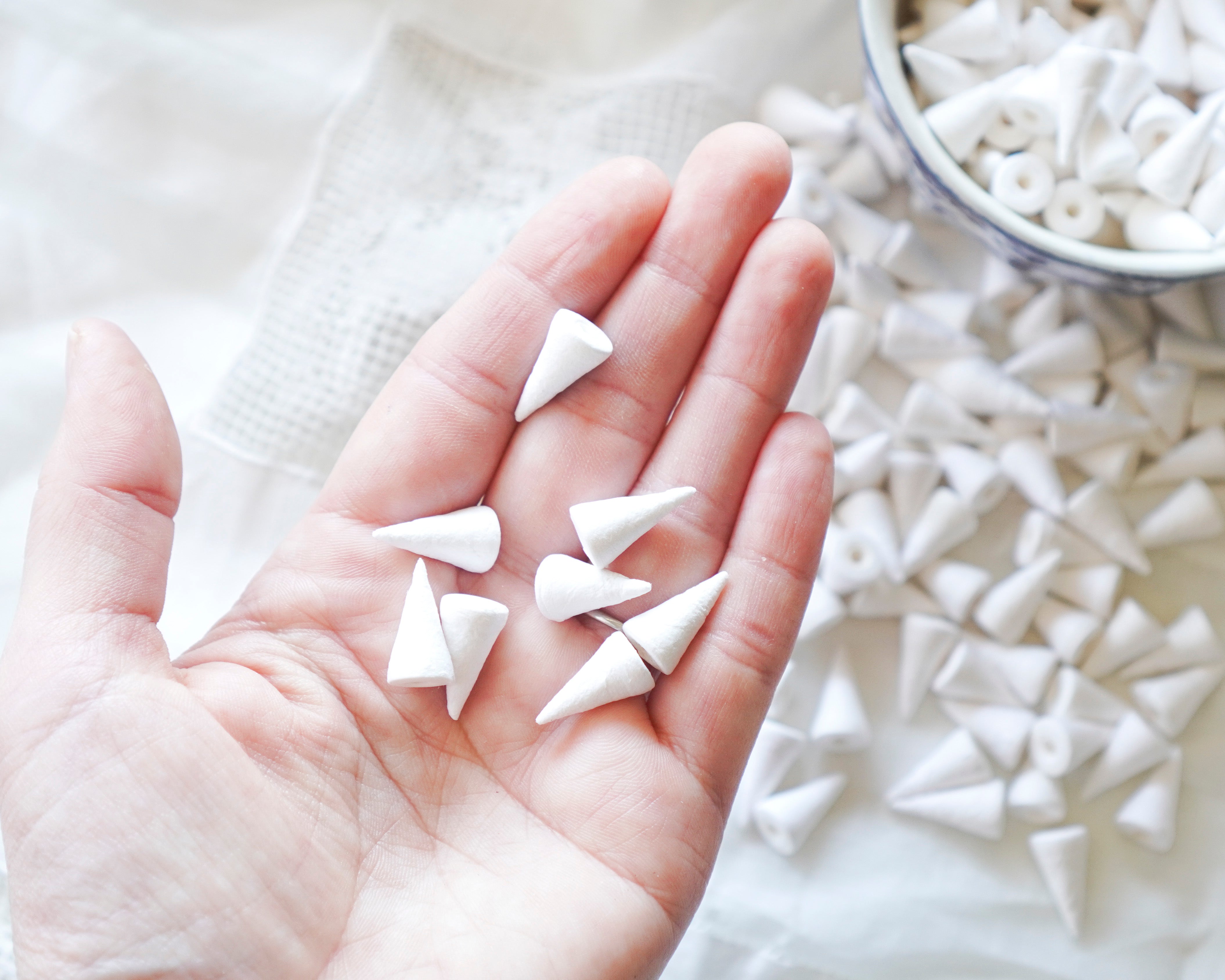 Mini Spun Cotton Cone Craft Shapes 16 x 10mm, 24 Pcs.