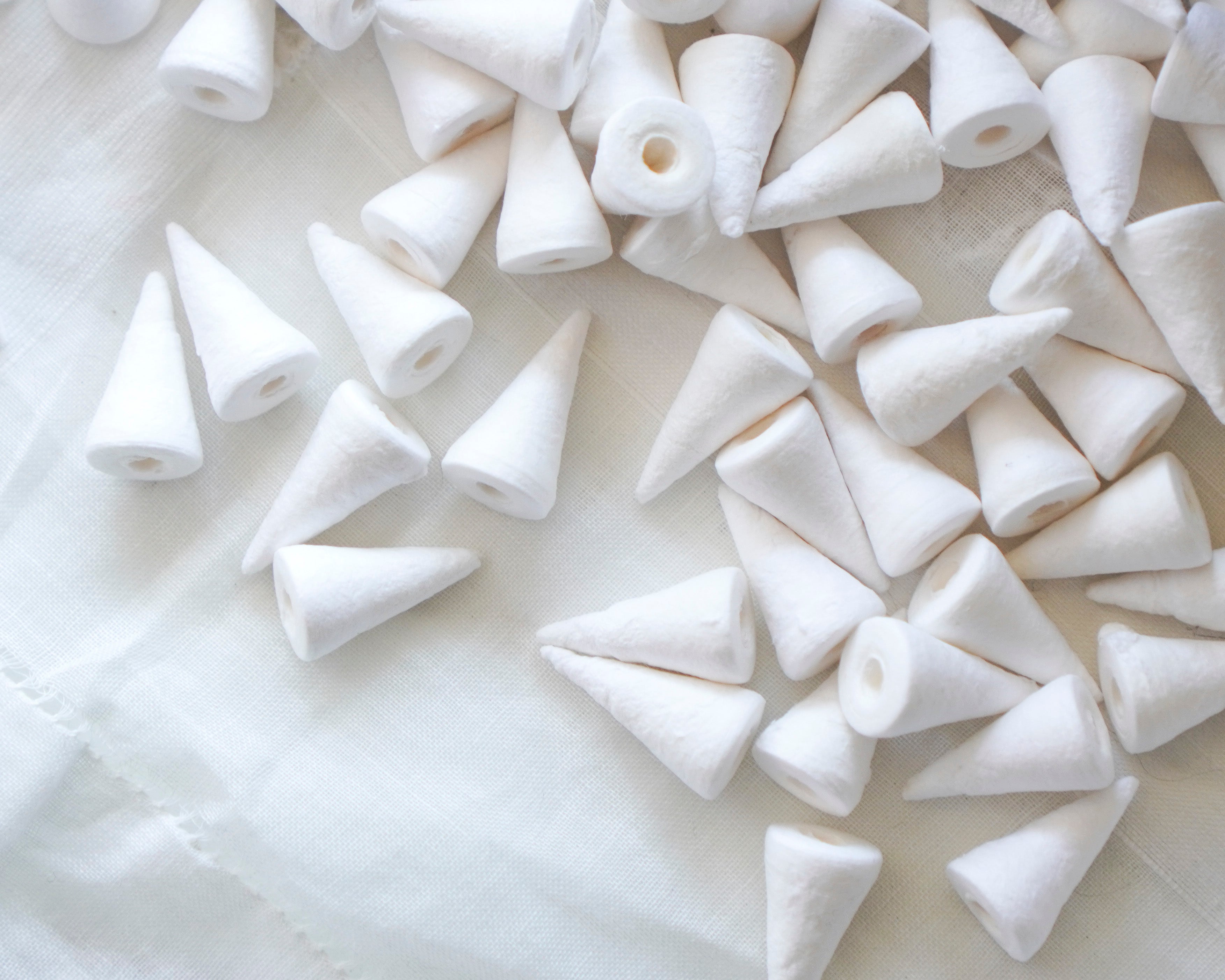 Mini Spun Cotton Cone Craft Shapes 16 x 10mm, 24 Pcs.