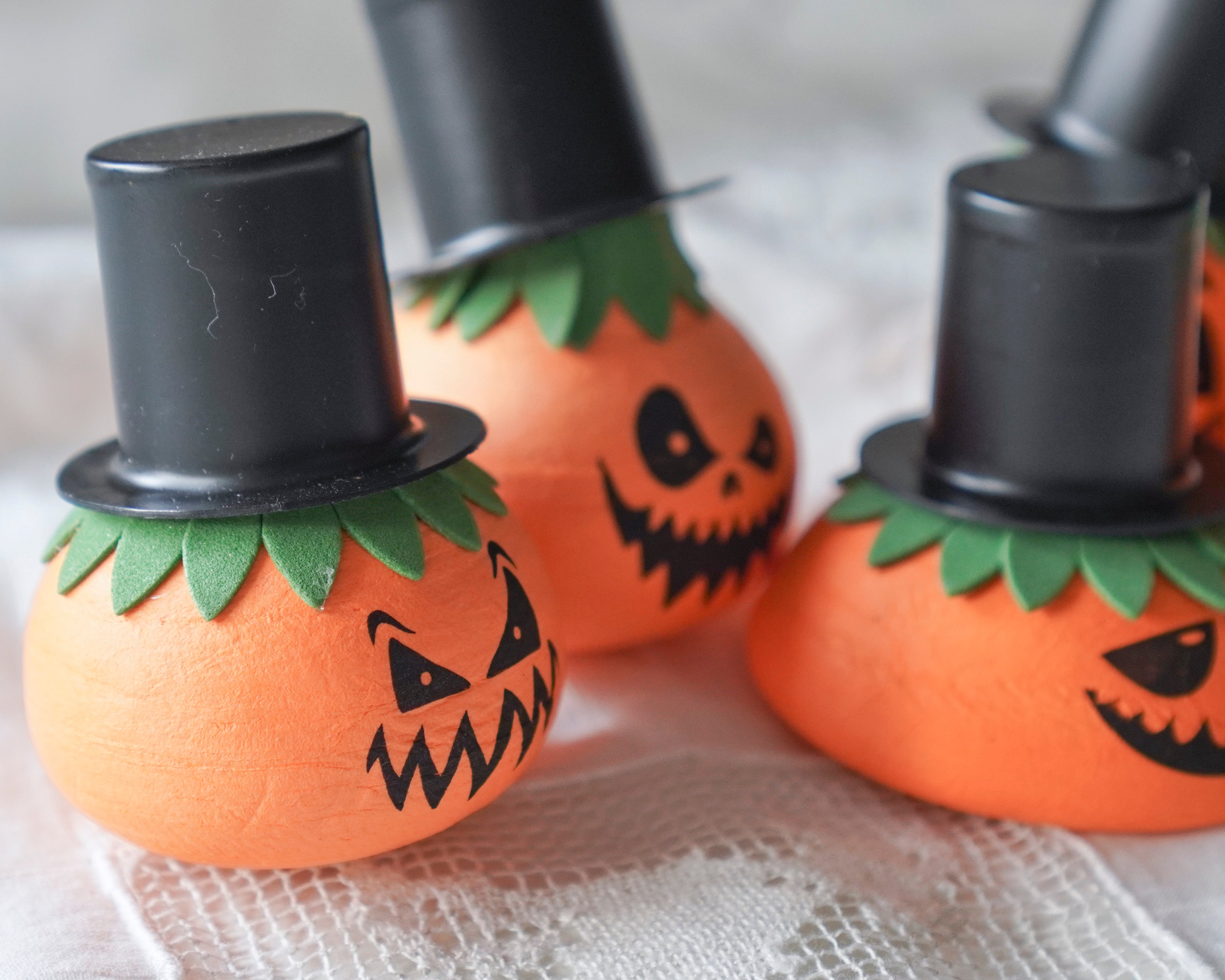 Gourd Heads - Czech Spun Cotton Halloween Pumpkins, 5 Pcs.