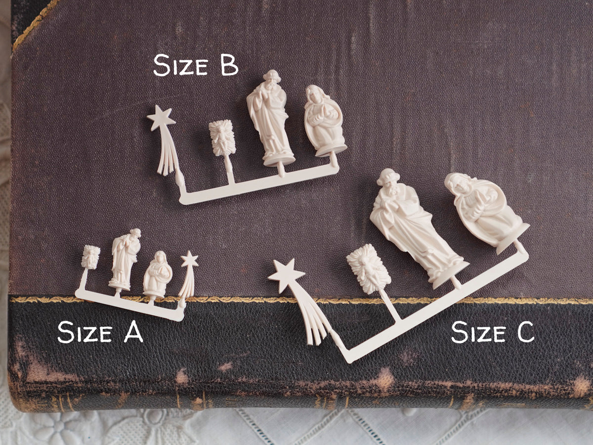 Miniature German Nativity Figures - Tiny Plastic Craft Figurines, Size C, 3 Sets