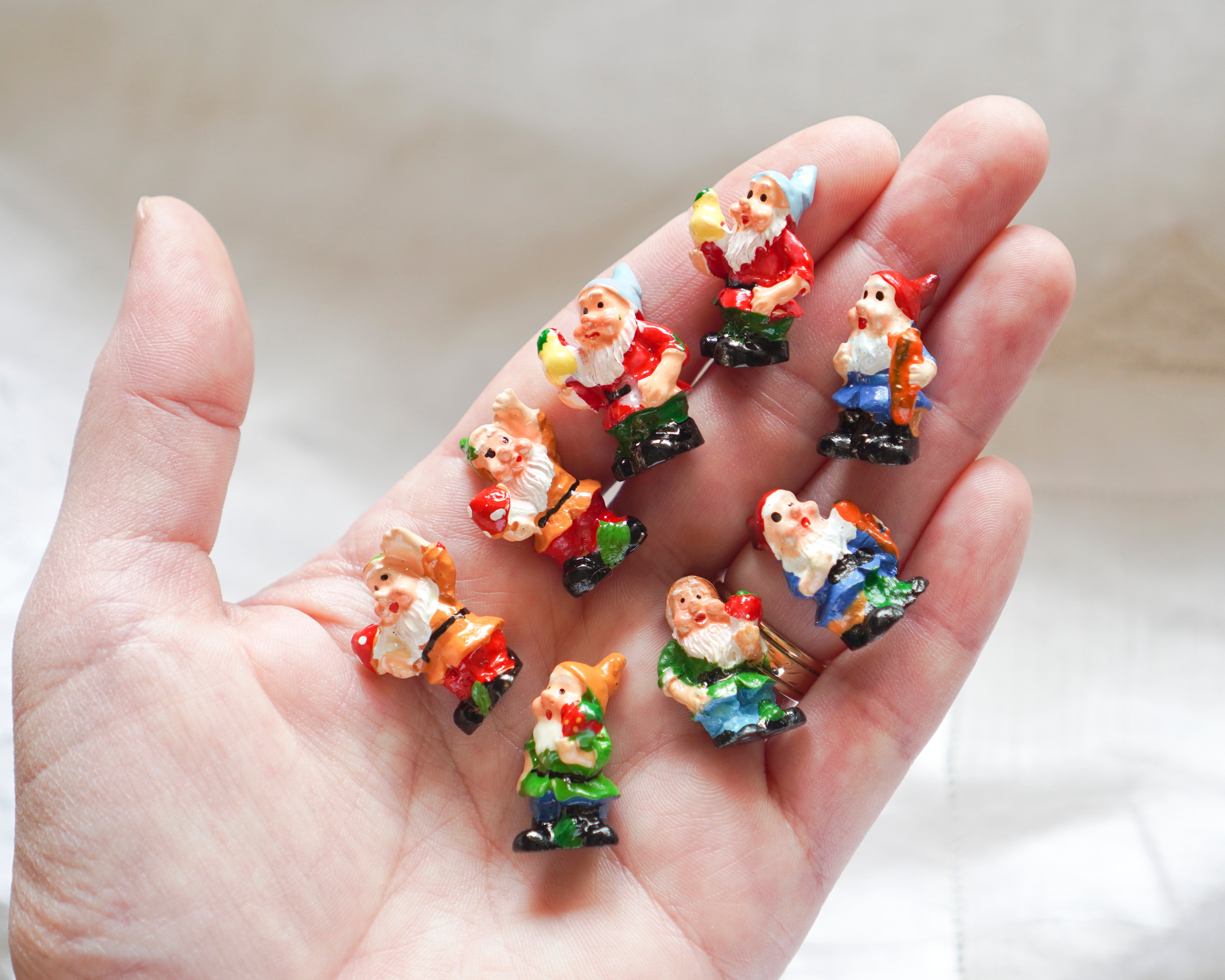 Tiny Garden Gnomes - Miniature Resin Figurines, 8 Pcs.