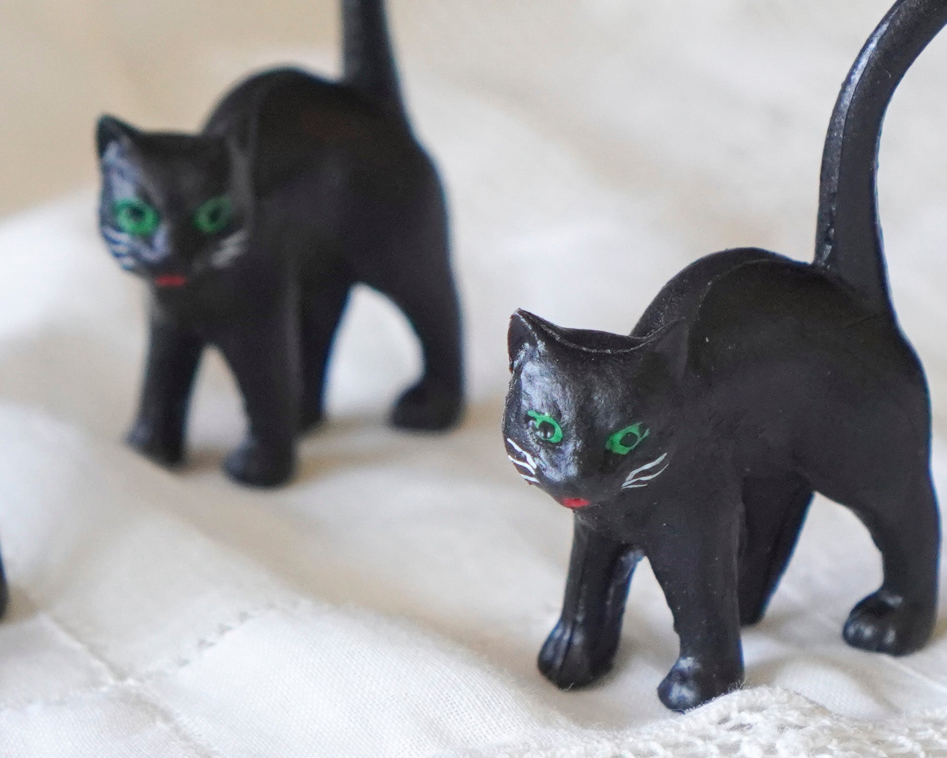 German Halloween Cats - Soft Plastic Craft Figurines, 4 Pcs.