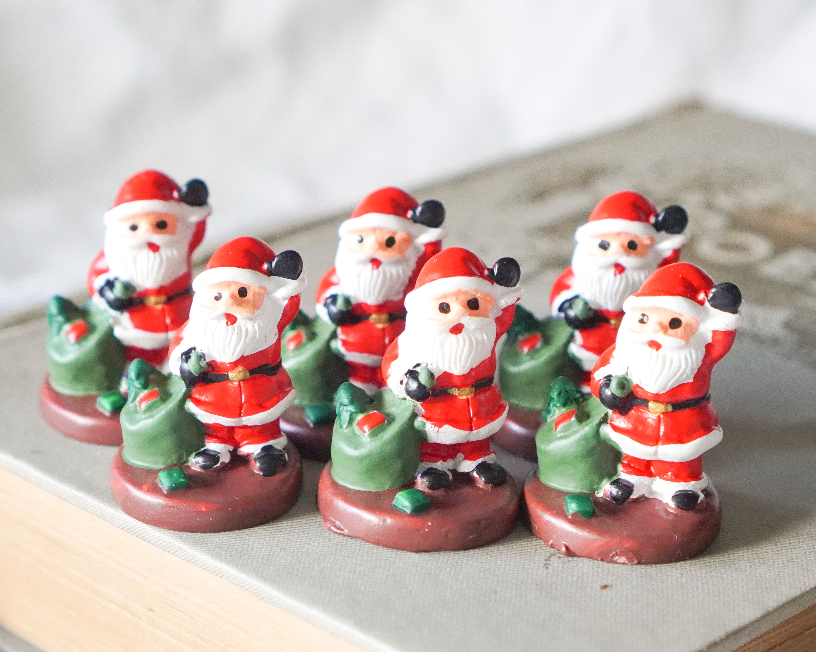 Miniature Resin Christmas Figurines - Santa Claus with Sack, 6 Pcs.