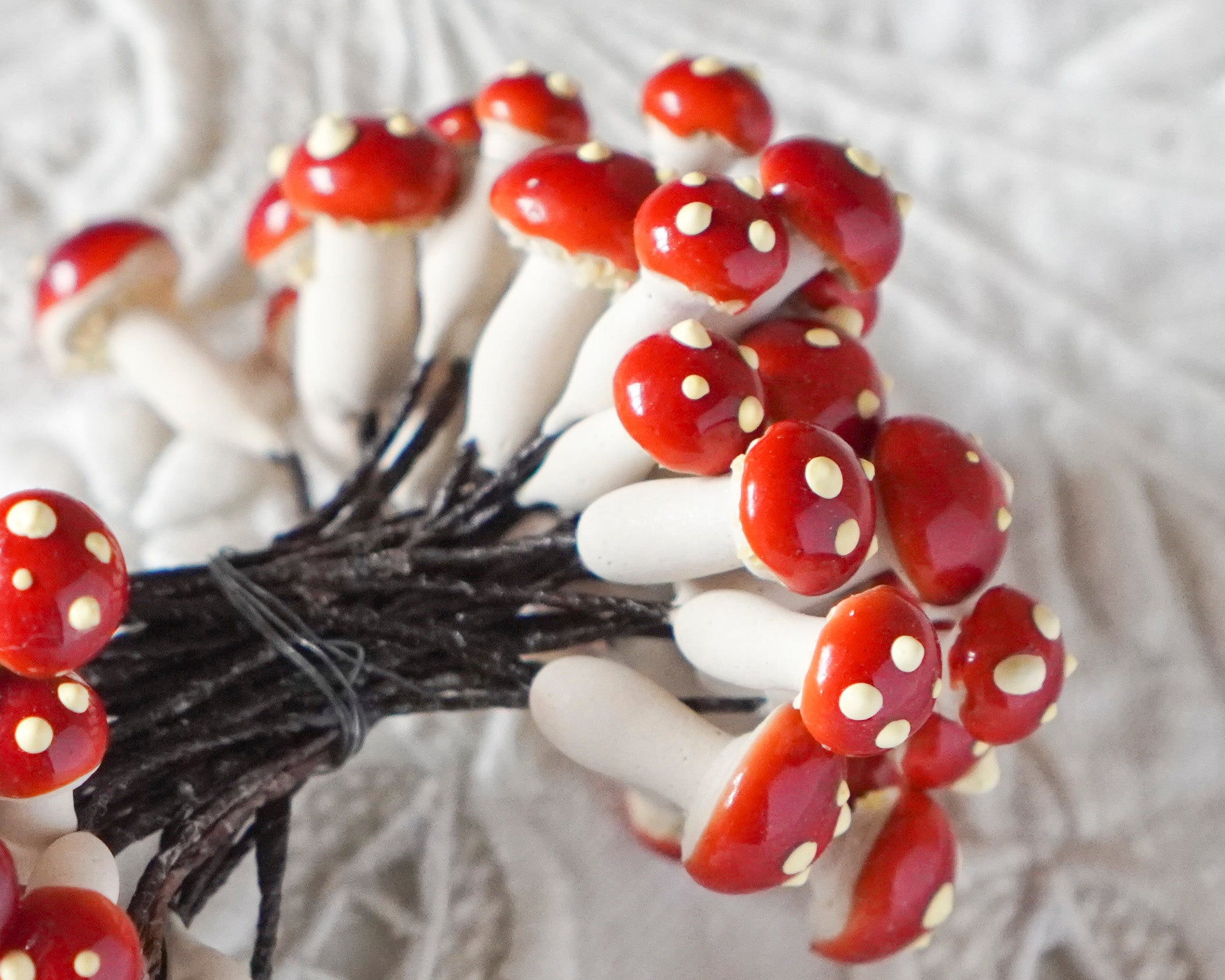 Miniature Autumn Mushrooms - 36 Double-Ended Tiny Plaster Mushroom Stems