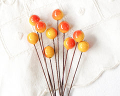 Harvest Berries - Mini Spun Cotton Berry Picks, 10 Pcs.