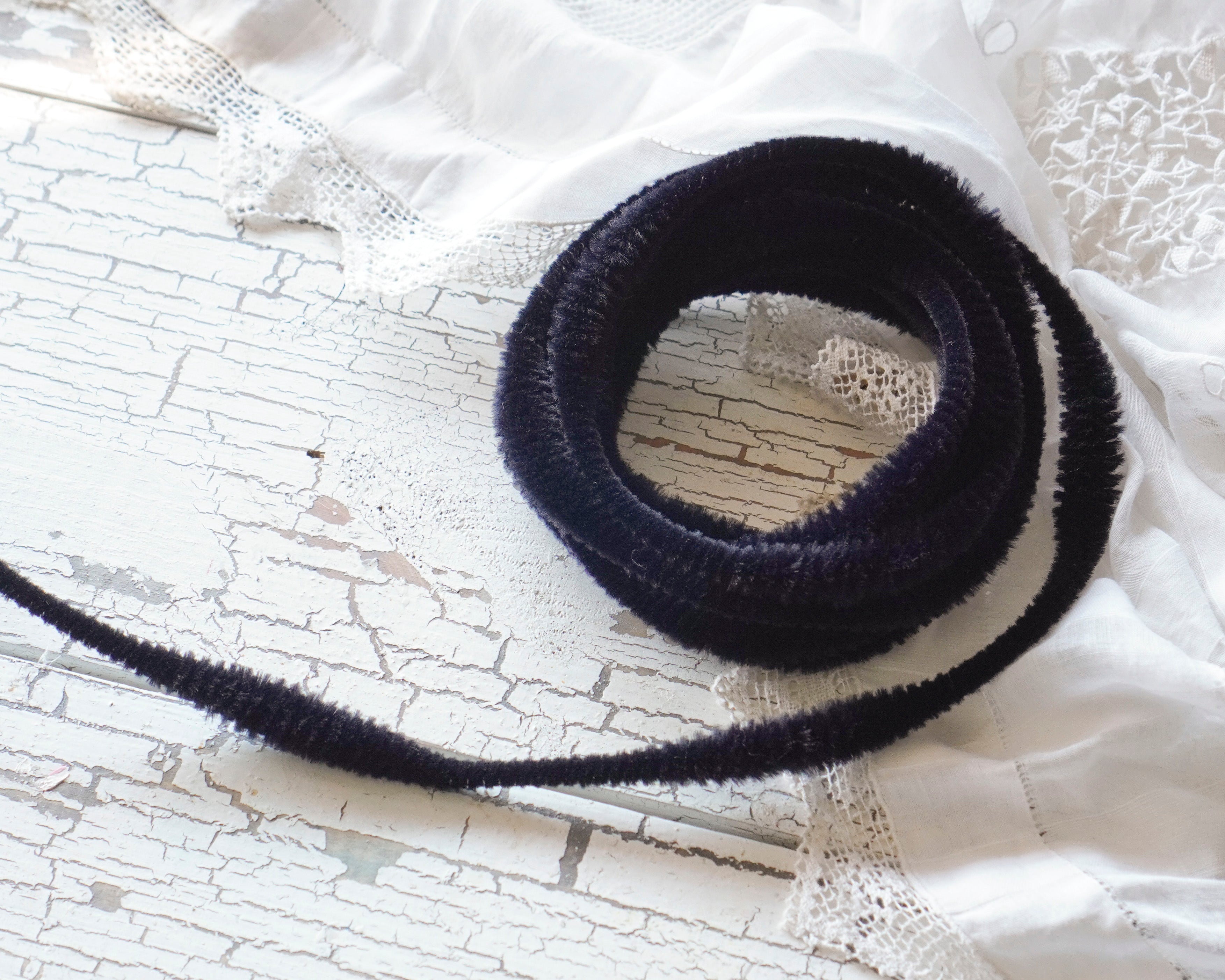 Bump Chenille - Black Pipe Cleaner Wired Craft Trim, 3 Yds.