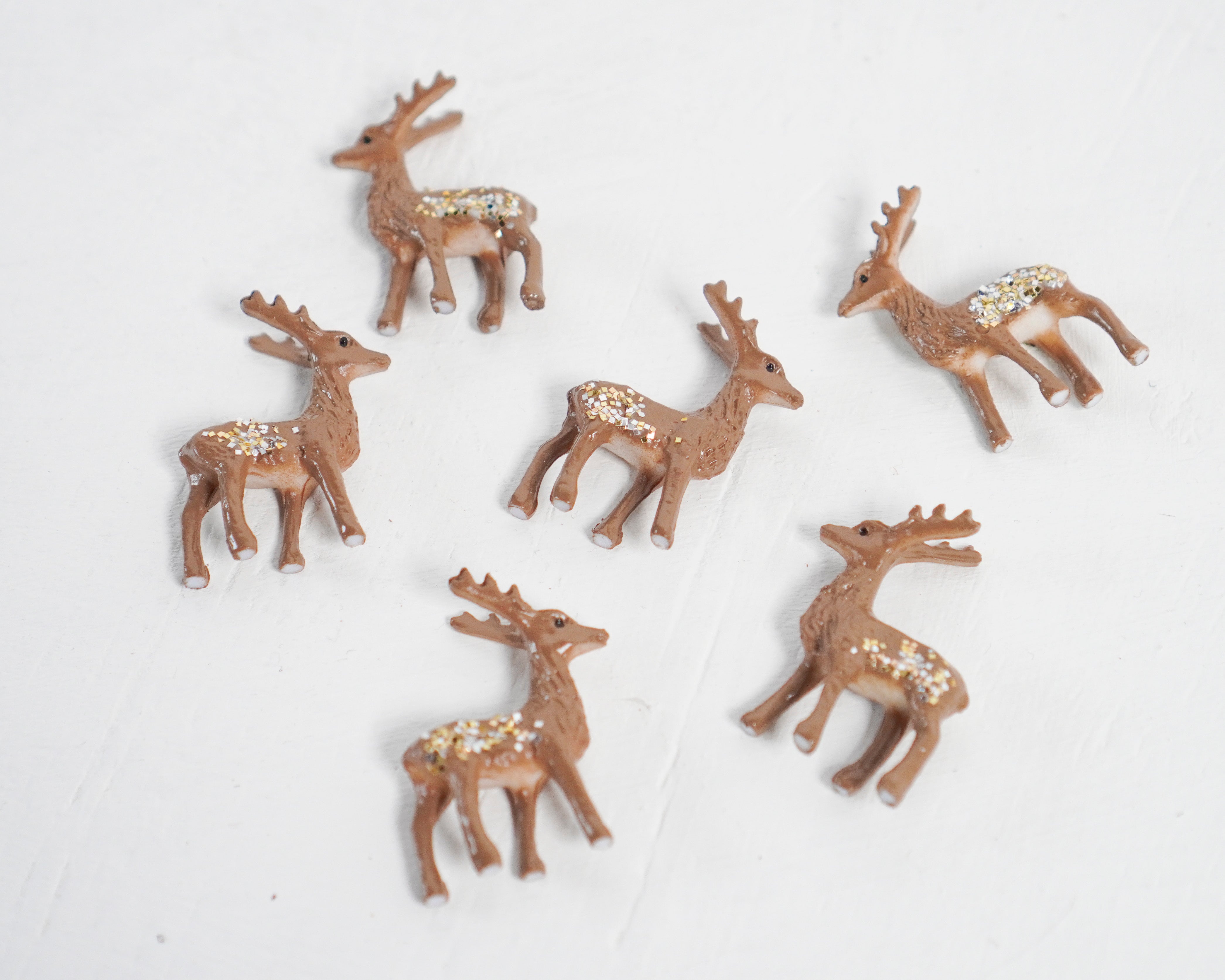 Miniature Plastic Deer - One Dozen Tiny German Craft Figurines