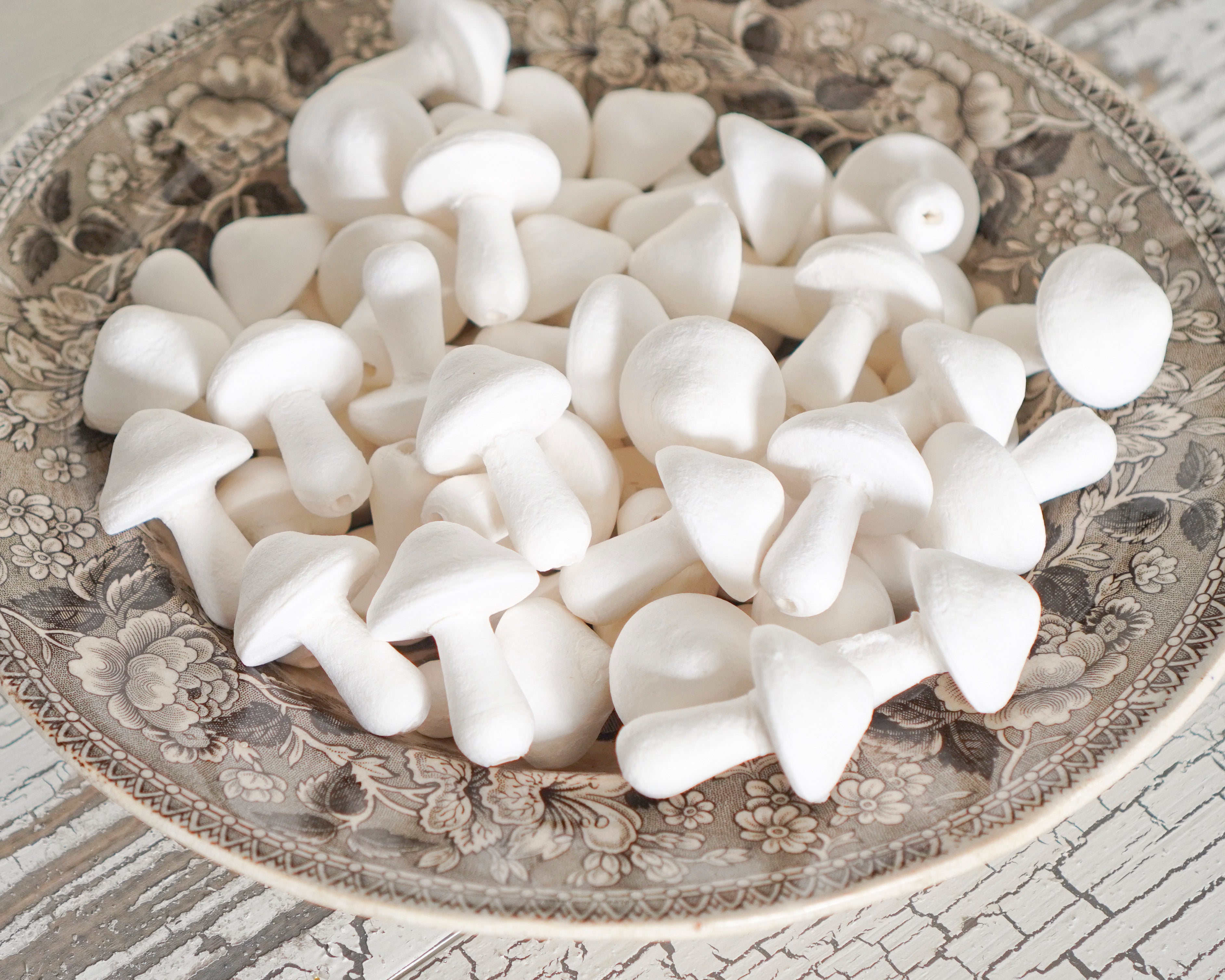 Bulk Fairy Tale Mushrooms - Vintage-Style Spun Cotton Craft Shapes, 50 Pcs.