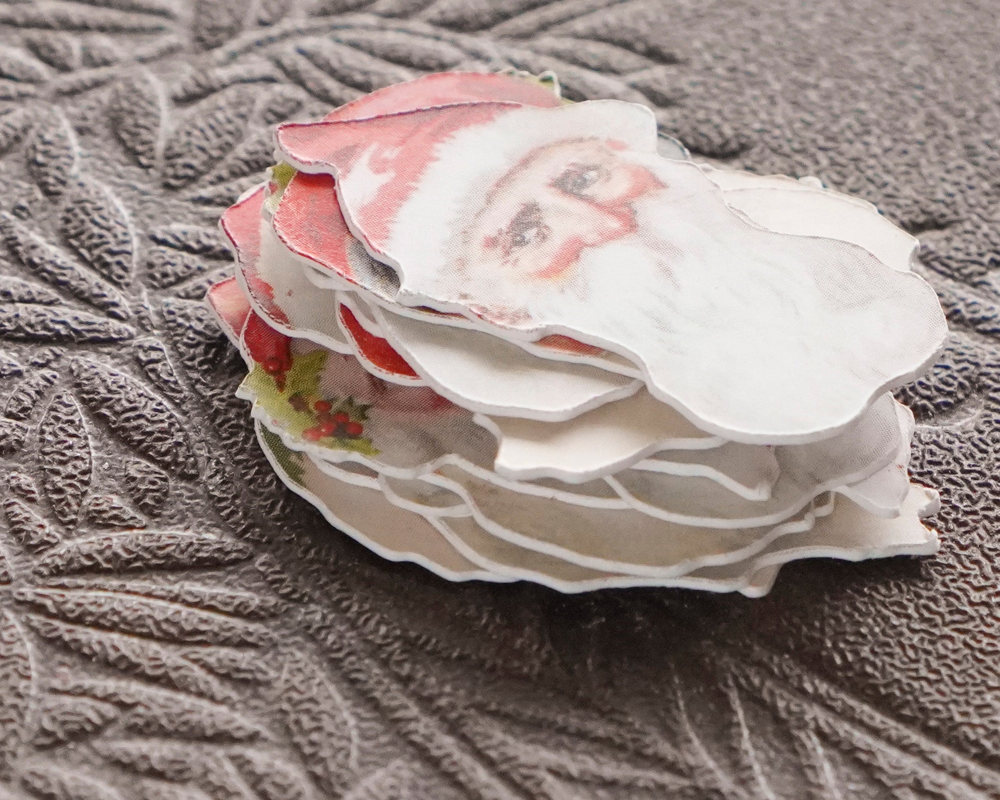 Santa Scrap Faces - Miniature Antique Style Cardstock Santa Face Embellishments, 16 Pcs.
