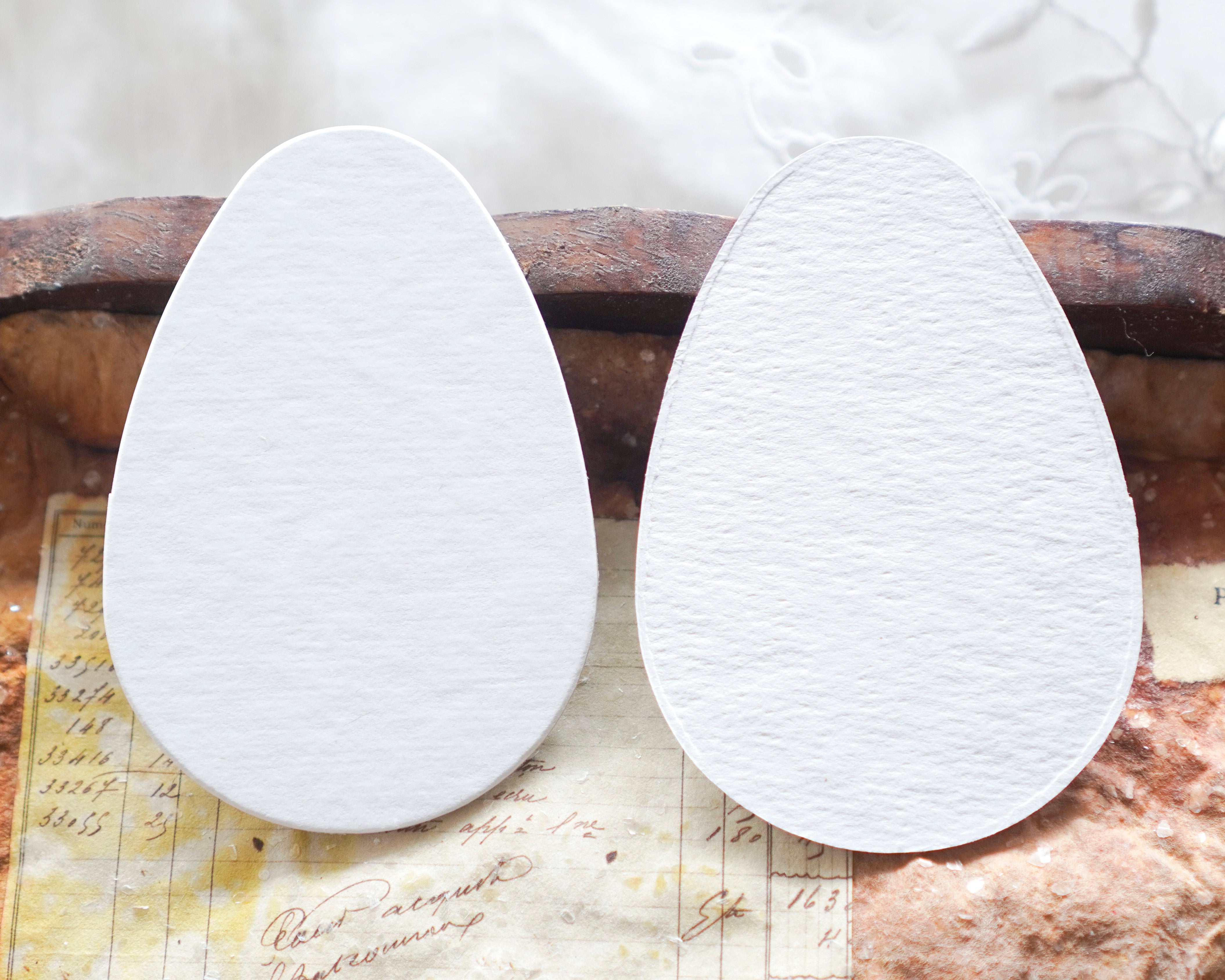 Chipboard Craft Eggs - Die Cut White Cardboard Egg Shapes, 12 Pcs.