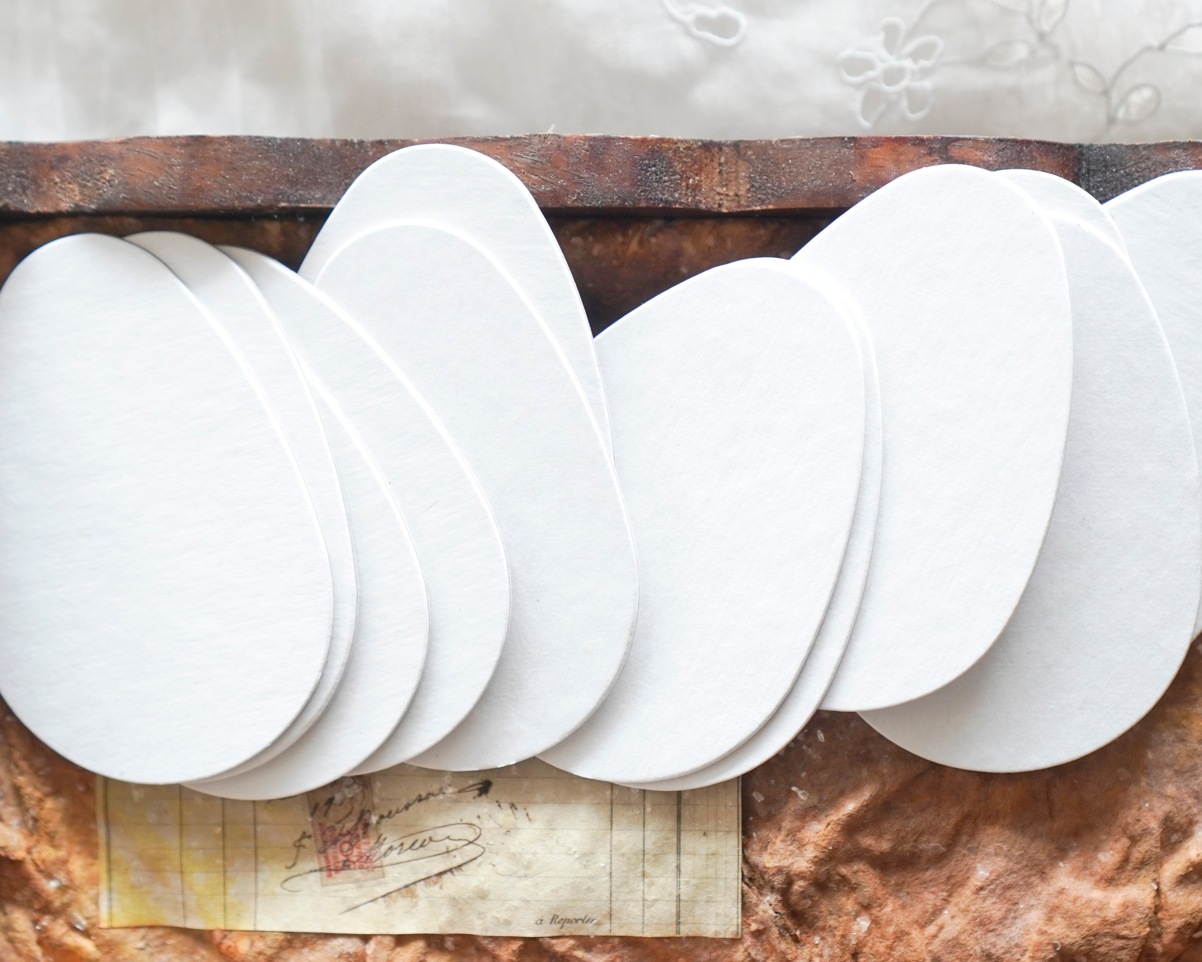 Chipboard Craft Eggs - Die Cut White Cardboard Egg Shapes, 12 Pcs.
