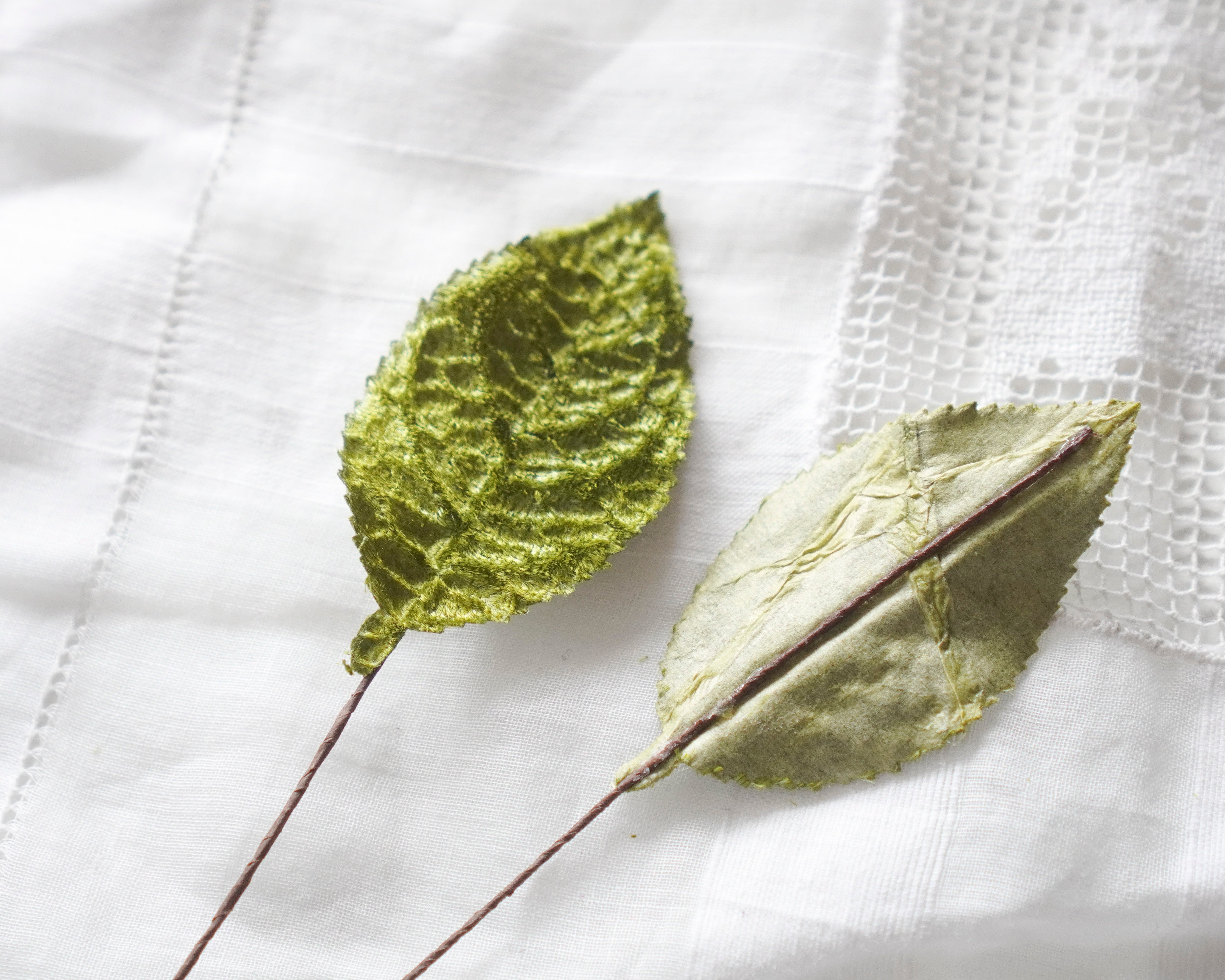 Chartreuse Green Velvet Leaves, Medium, 10 Pcs.