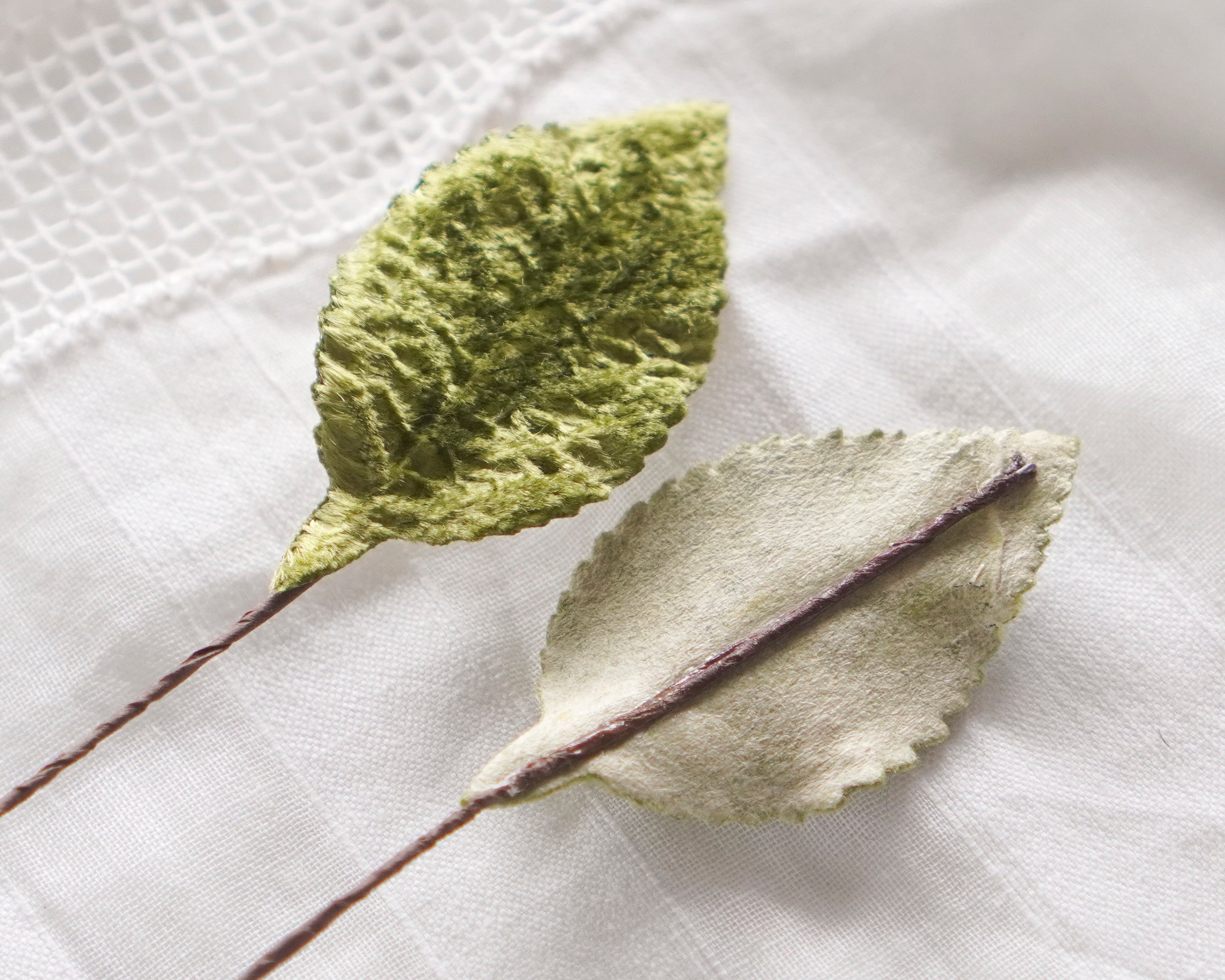 Chartreuse Green Velvet Leaves, Small, 10 Pcs.