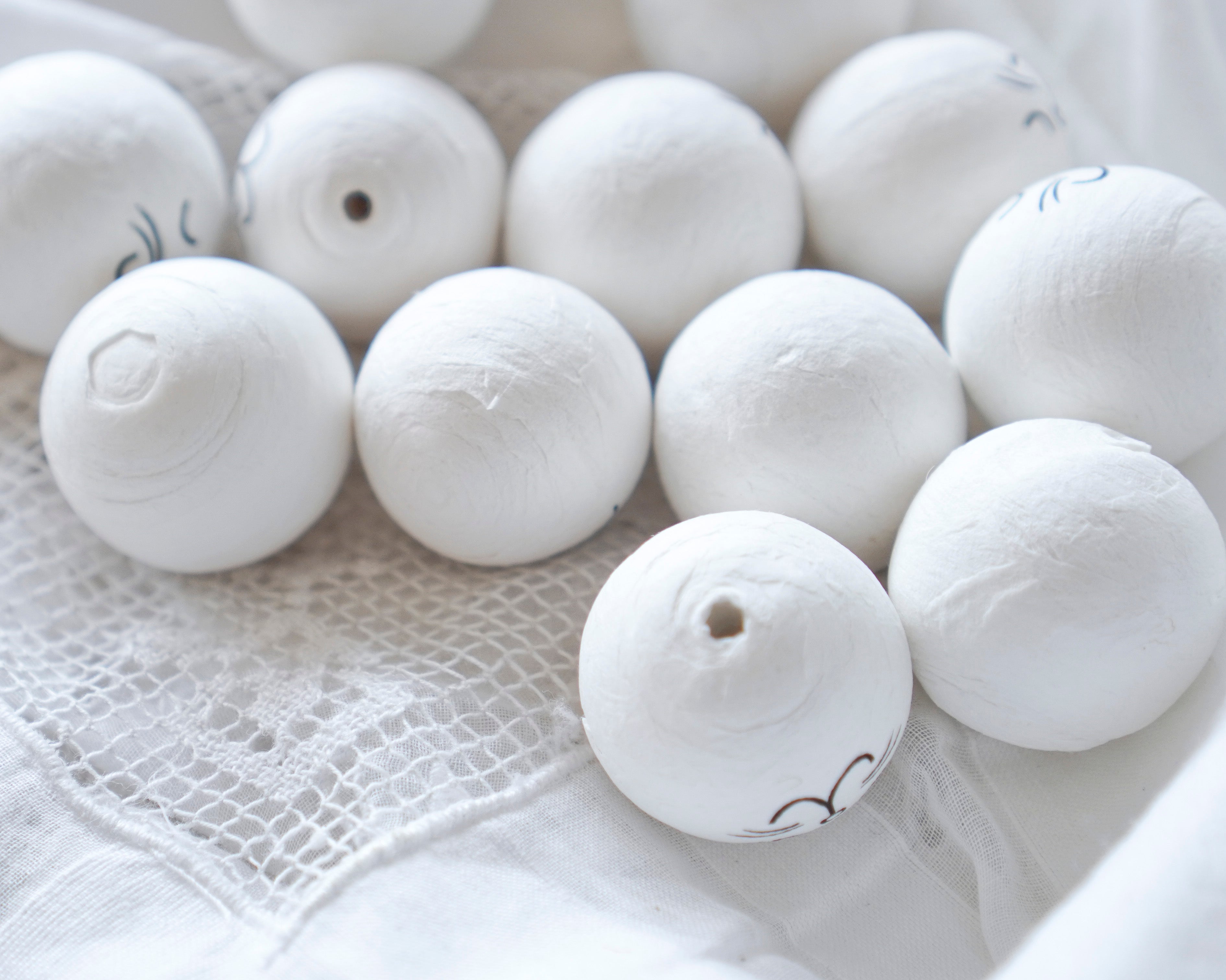 24mm White Spun Cotton Bunny Craft Heads, 12 Pcs.