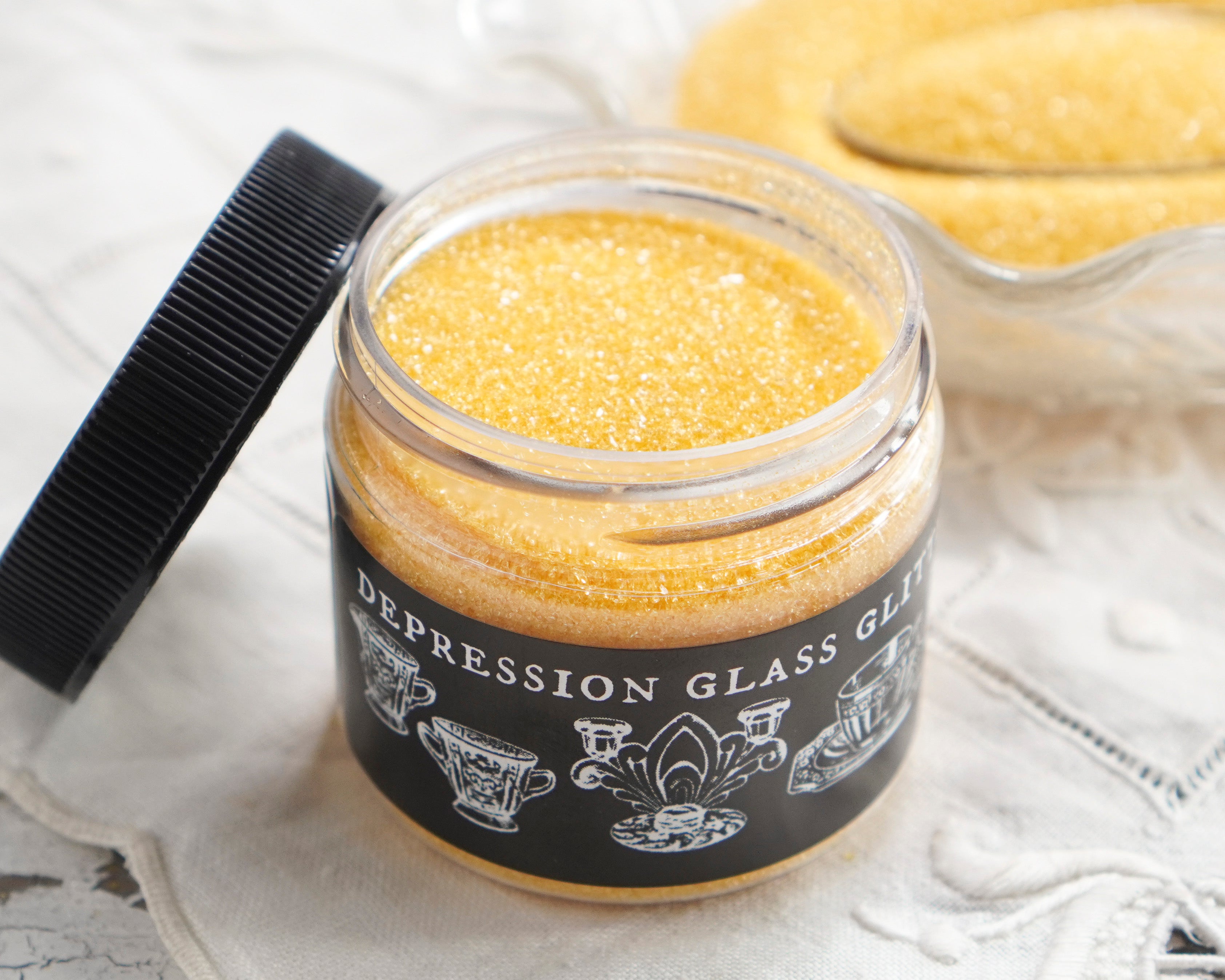 Depression Glass Glitter, Golden Yellow