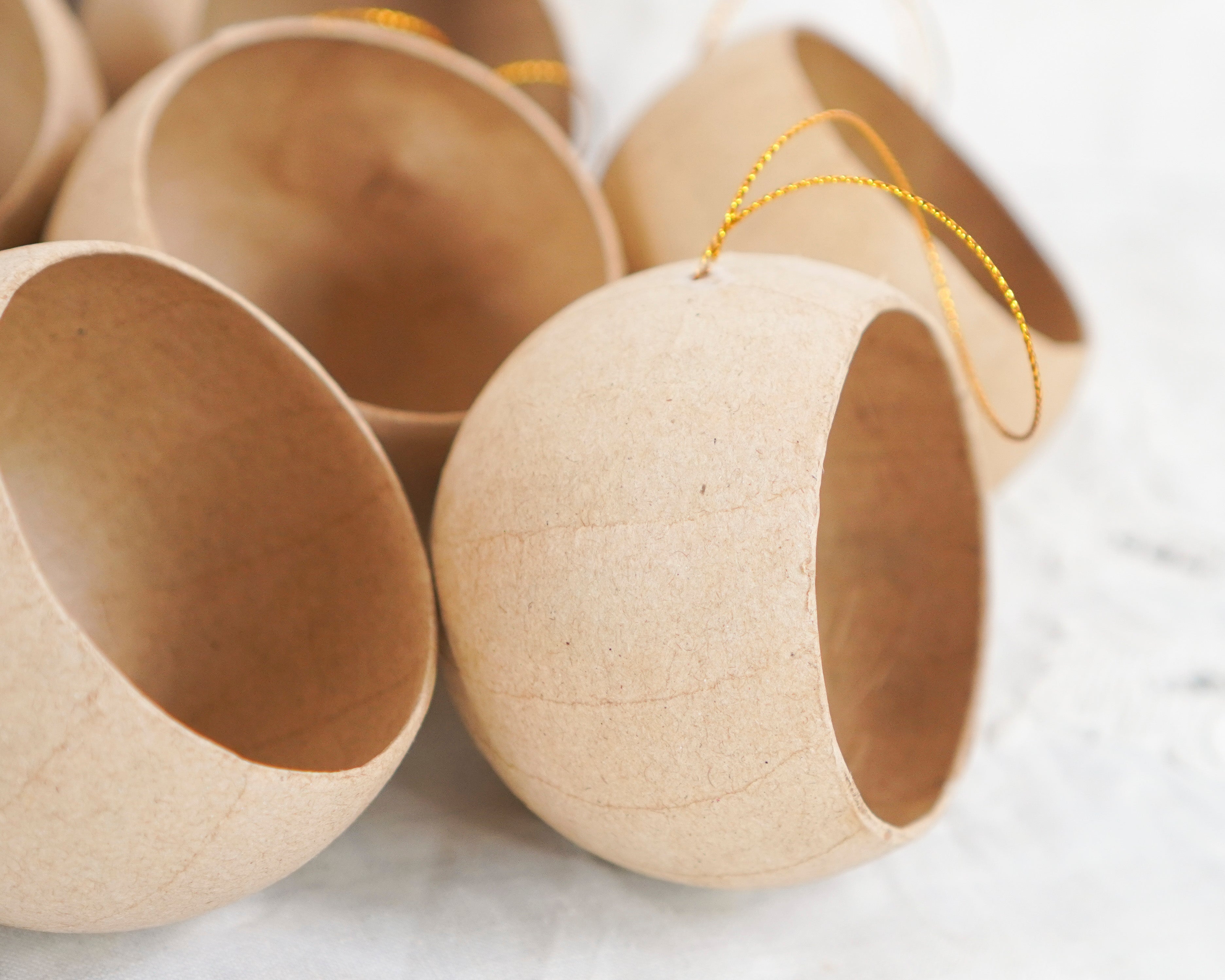 10 Pack: DIY Diorama Ornaments - Paper Mache Round Open Ball Christmas Craft Shapes
