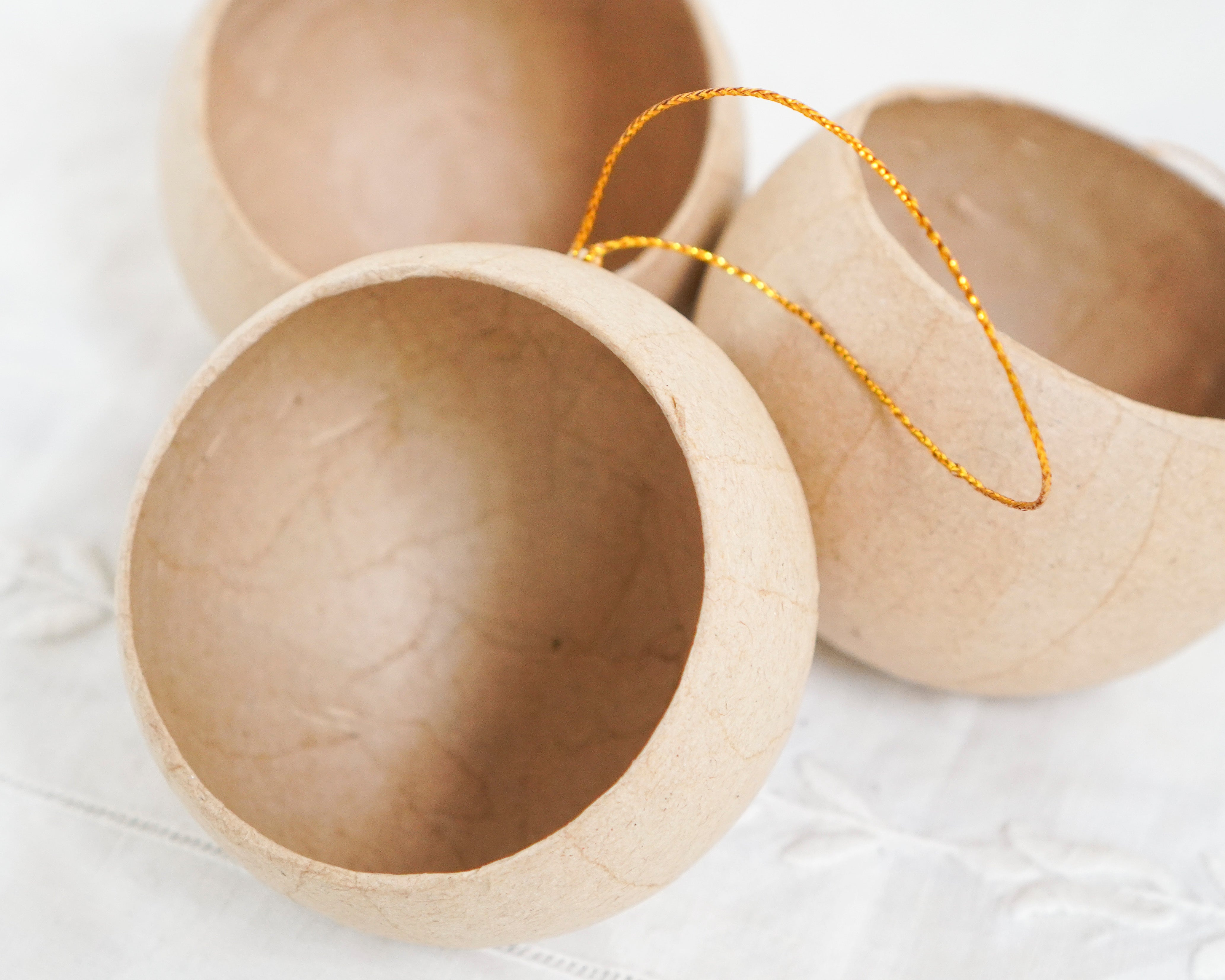 DIY Diorama Ornaments - Paper Mache Round Open Ball Christmas Craft Shapes, 3 Pcs.