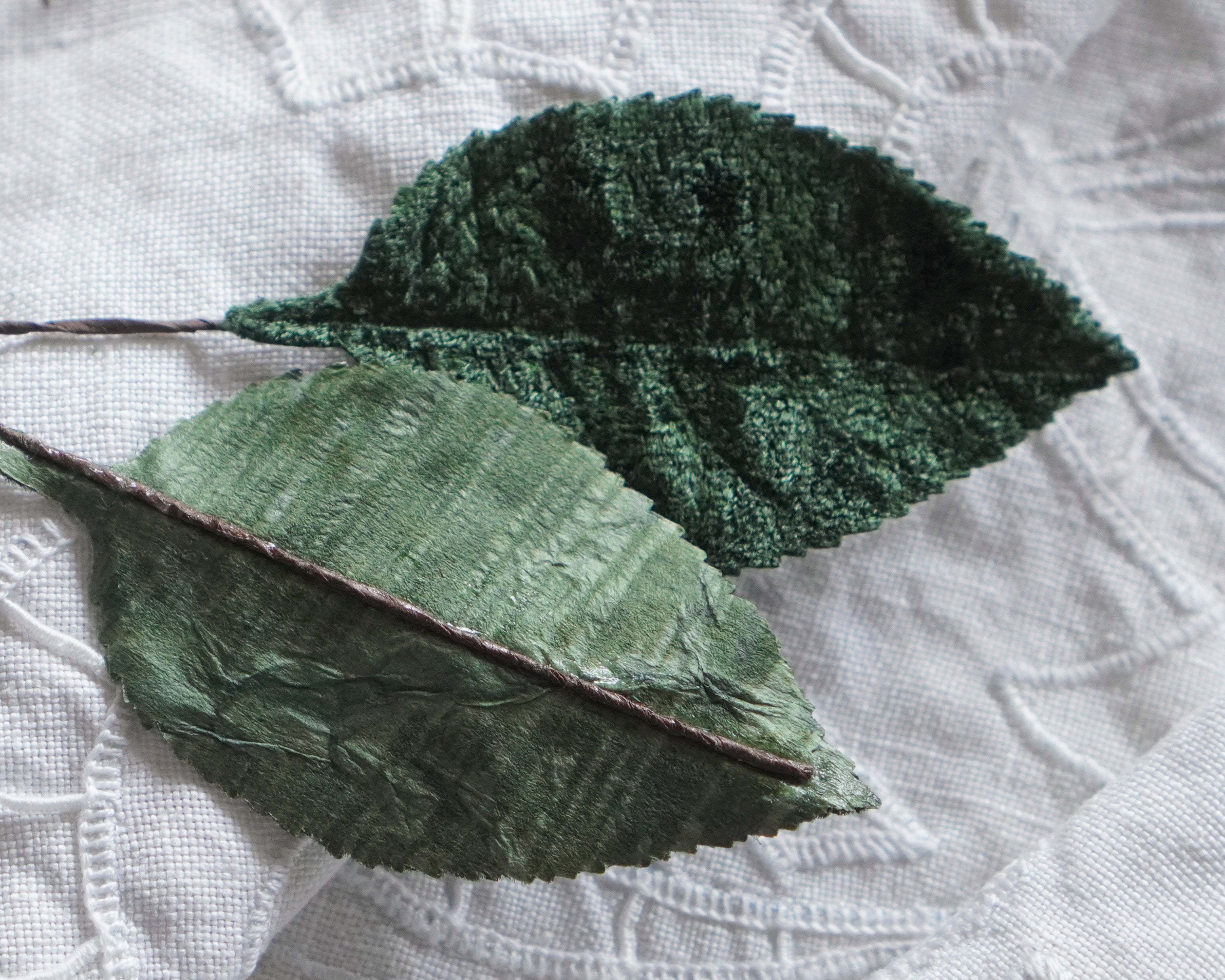 Dark Forest Green Velvet Leaves, Large 2 1/2 Inch, 10 Pcs.