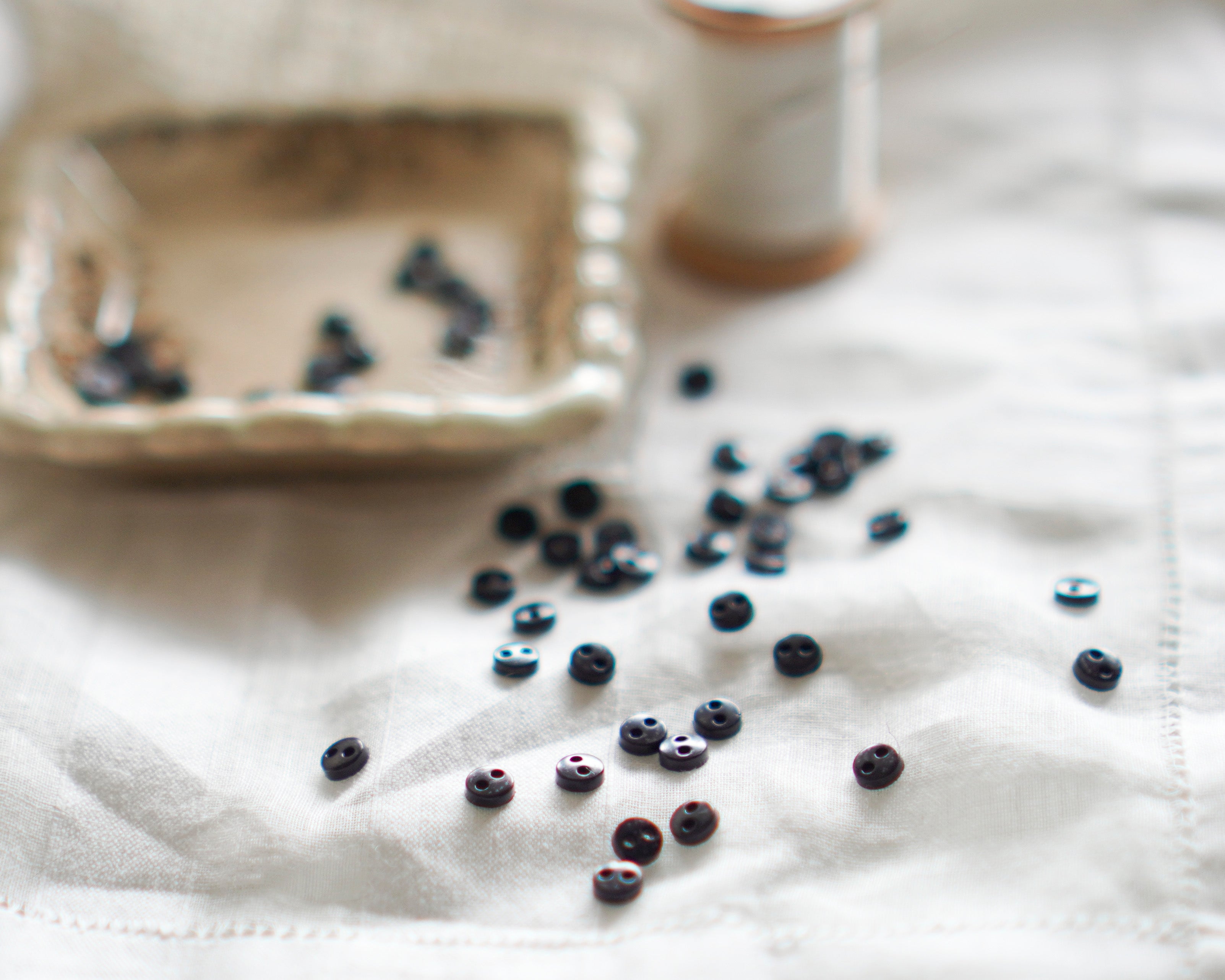 Tiny Doll Buttons - Black Miniature Button Embellishments, 50 Pcs.