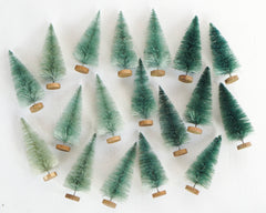 Minty Sisal Trees - Set of 18 Pcs Hand Dyed Green 4 Inch Bottle Brush Trees