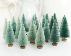 Minty Sisal Trees - Set of 18 Pcs Hand Dyed Green 4 Inch Bottle Brush Trees