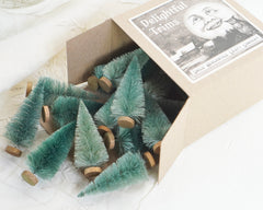 Minty Sisal Trees - Set of 18 Pcs Hand Dyed Green 4 Inch Bottle Brush Trees
